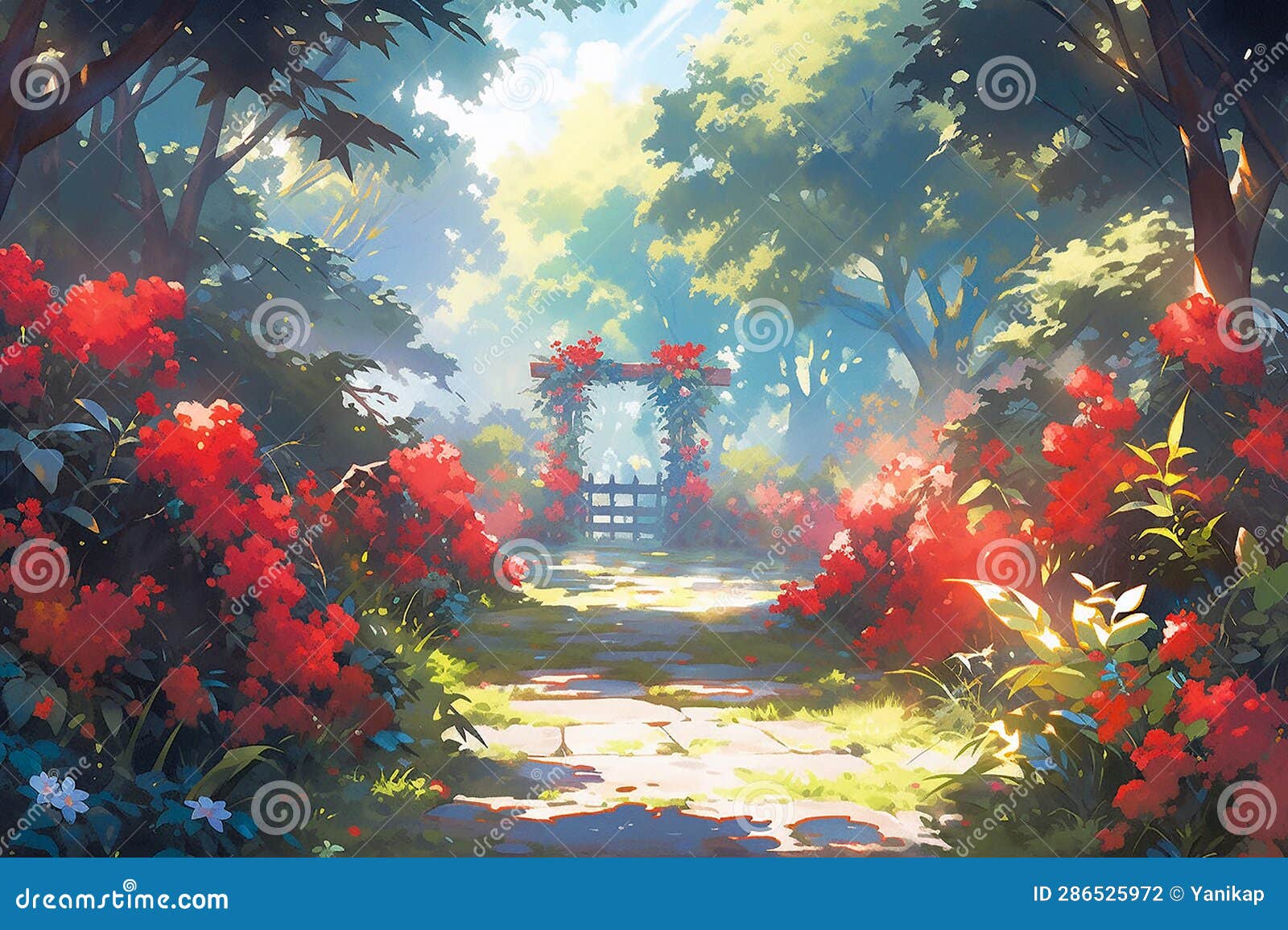 Florest and Garden, Background, Anime Background, Anime Scenery