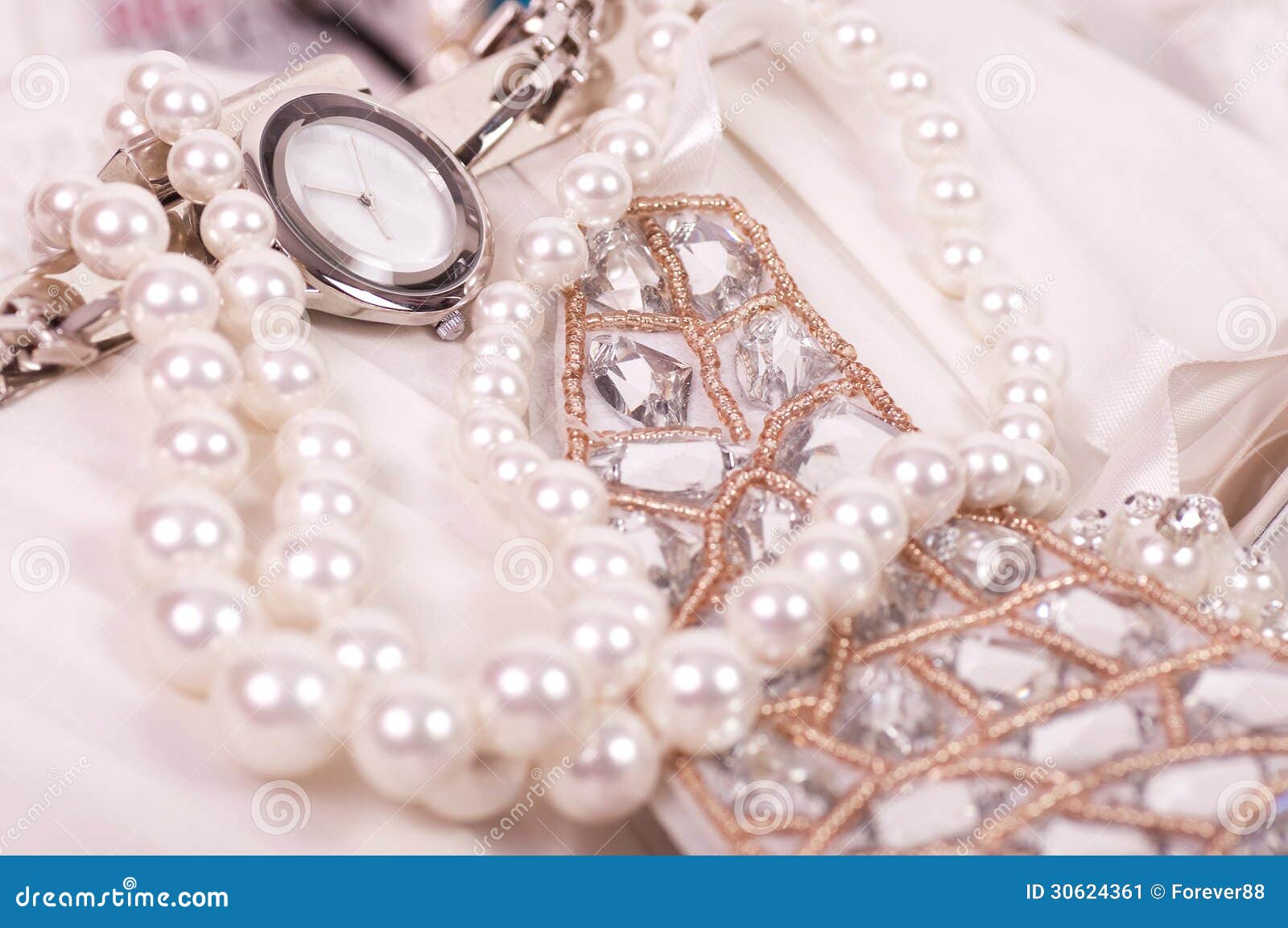 Beautiful Jewelry and Clock Stock Image Image of fashion, bridal