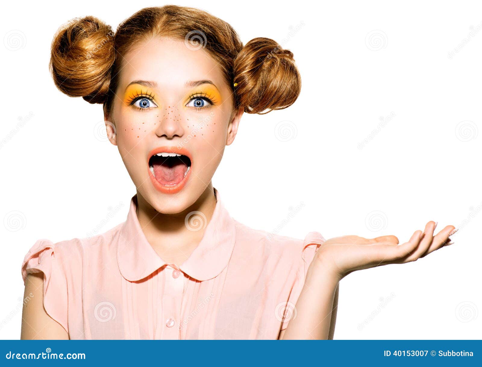beautiful joyful teen girl with freckles
