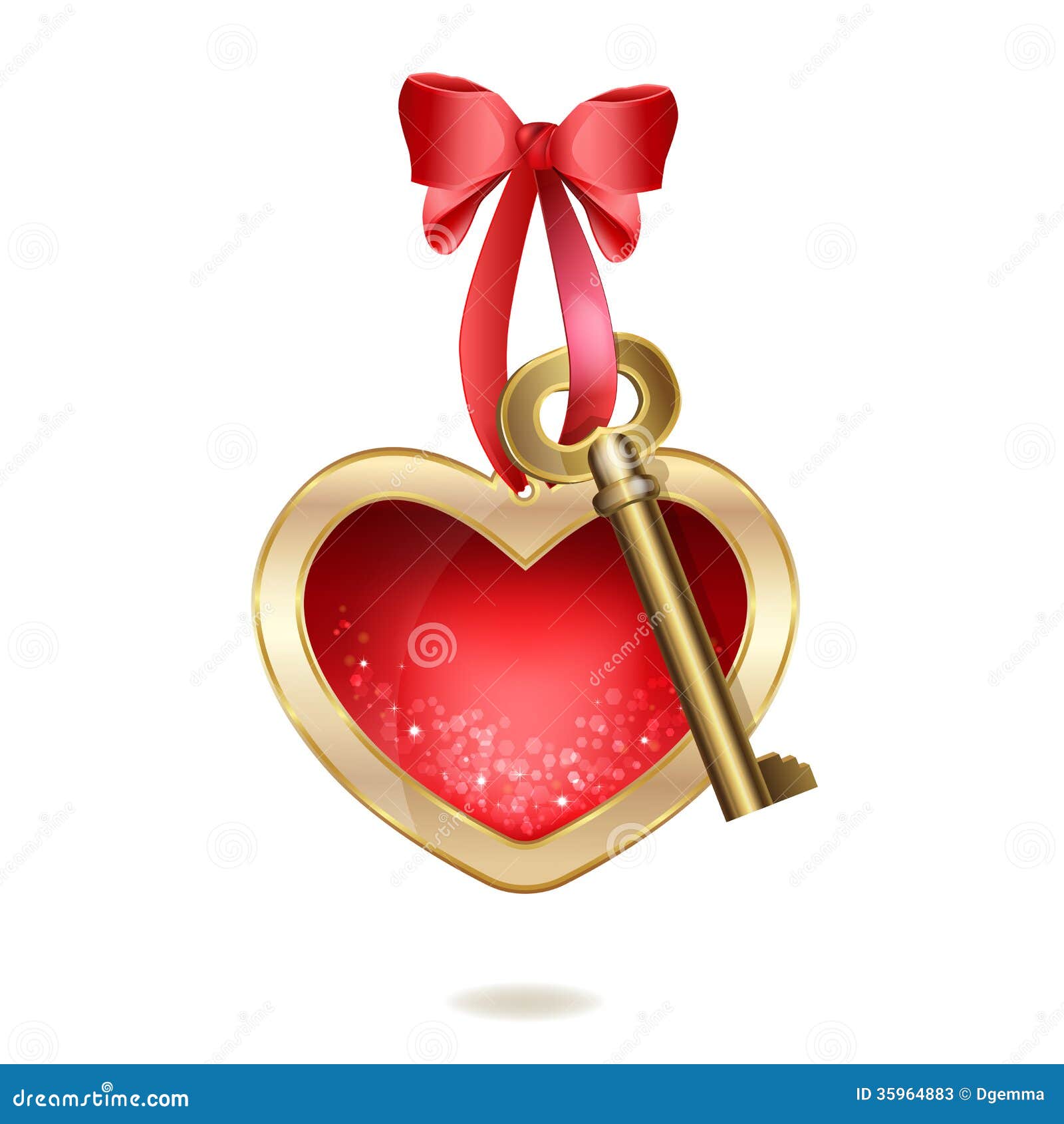Download Beautiful Keychain With Heart And Golden Key Stock Vector ...
