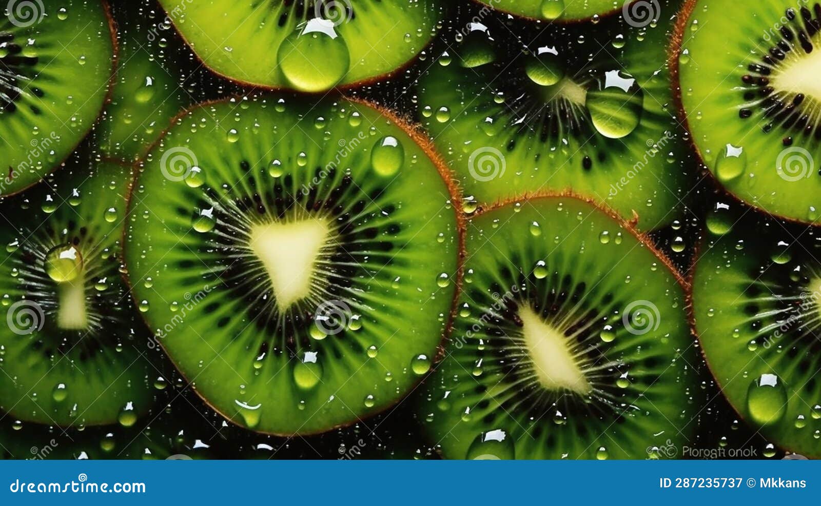 beautiful kiwi with dew droplets