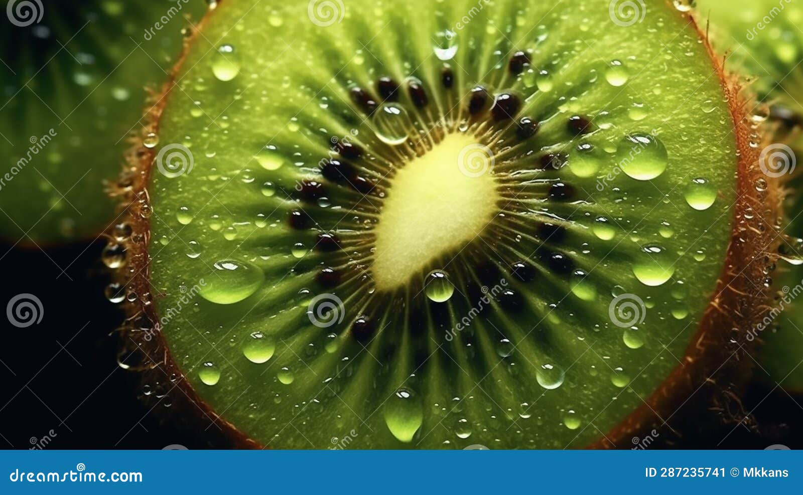 beautiful kiwi with dew droplets