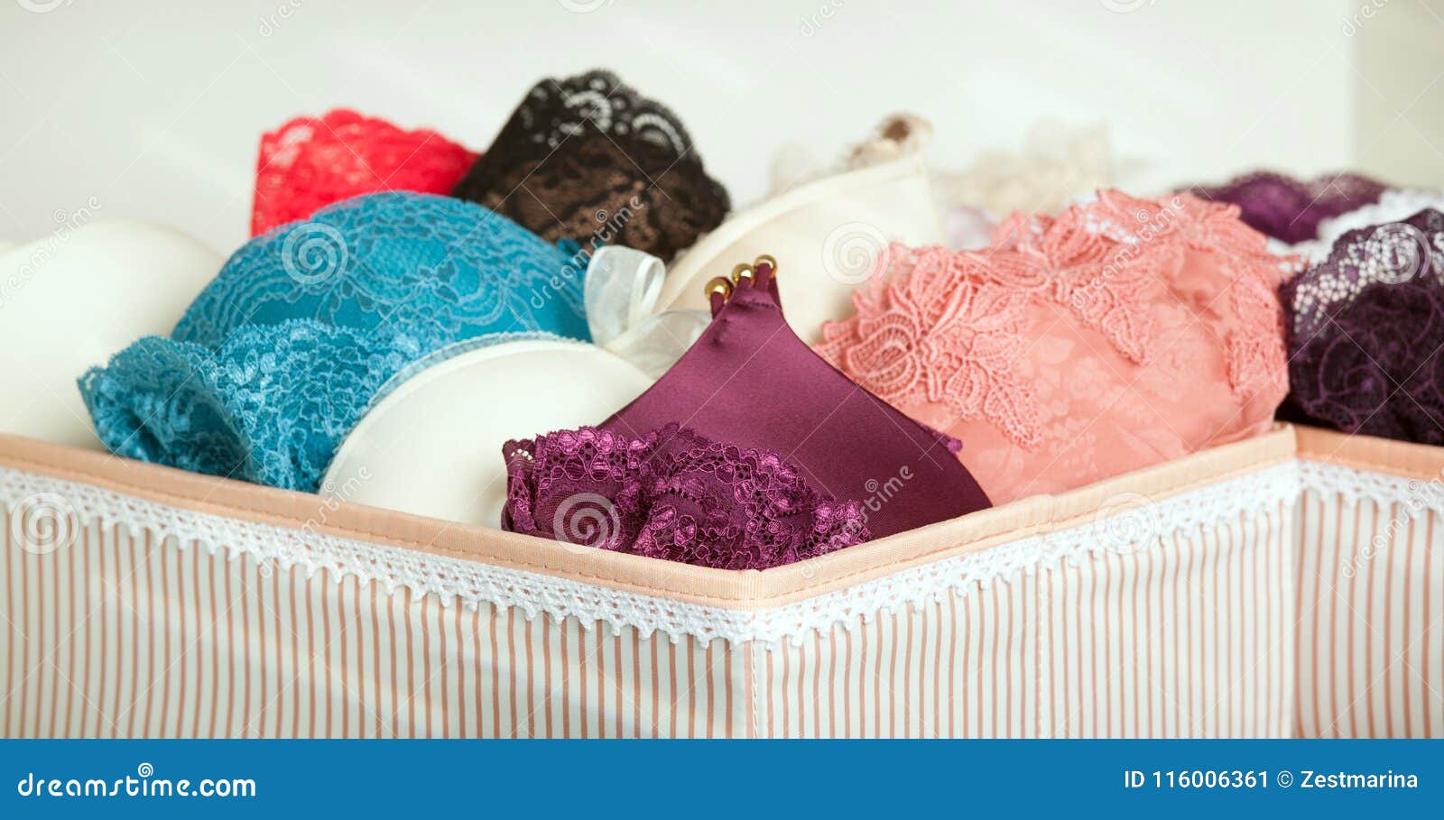 Beautiful Lacy Underwear in a Wardrobe Stock Image - Image of