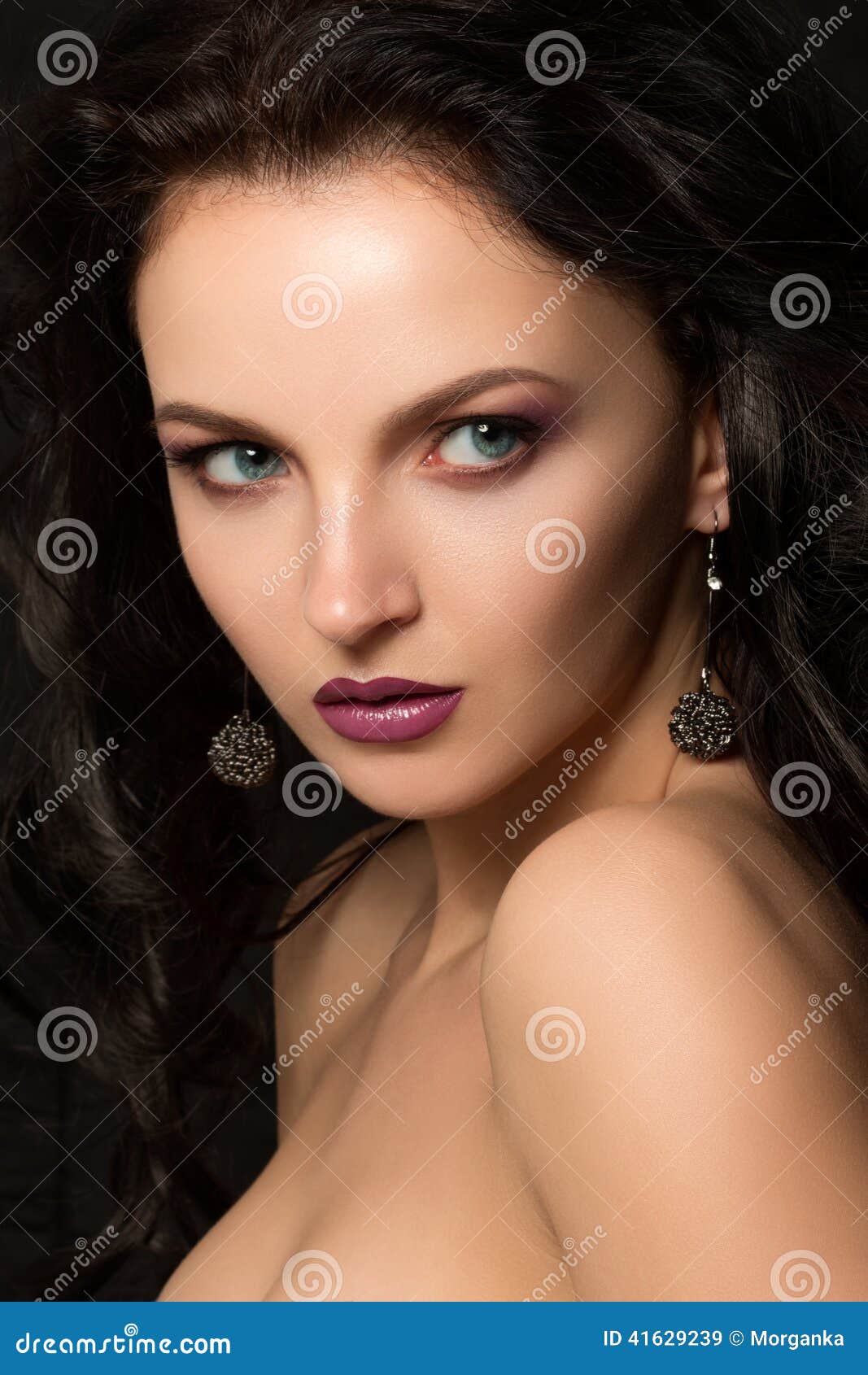 Beautiful Lady with Black Curly Hair Stock Image - Image of female ...