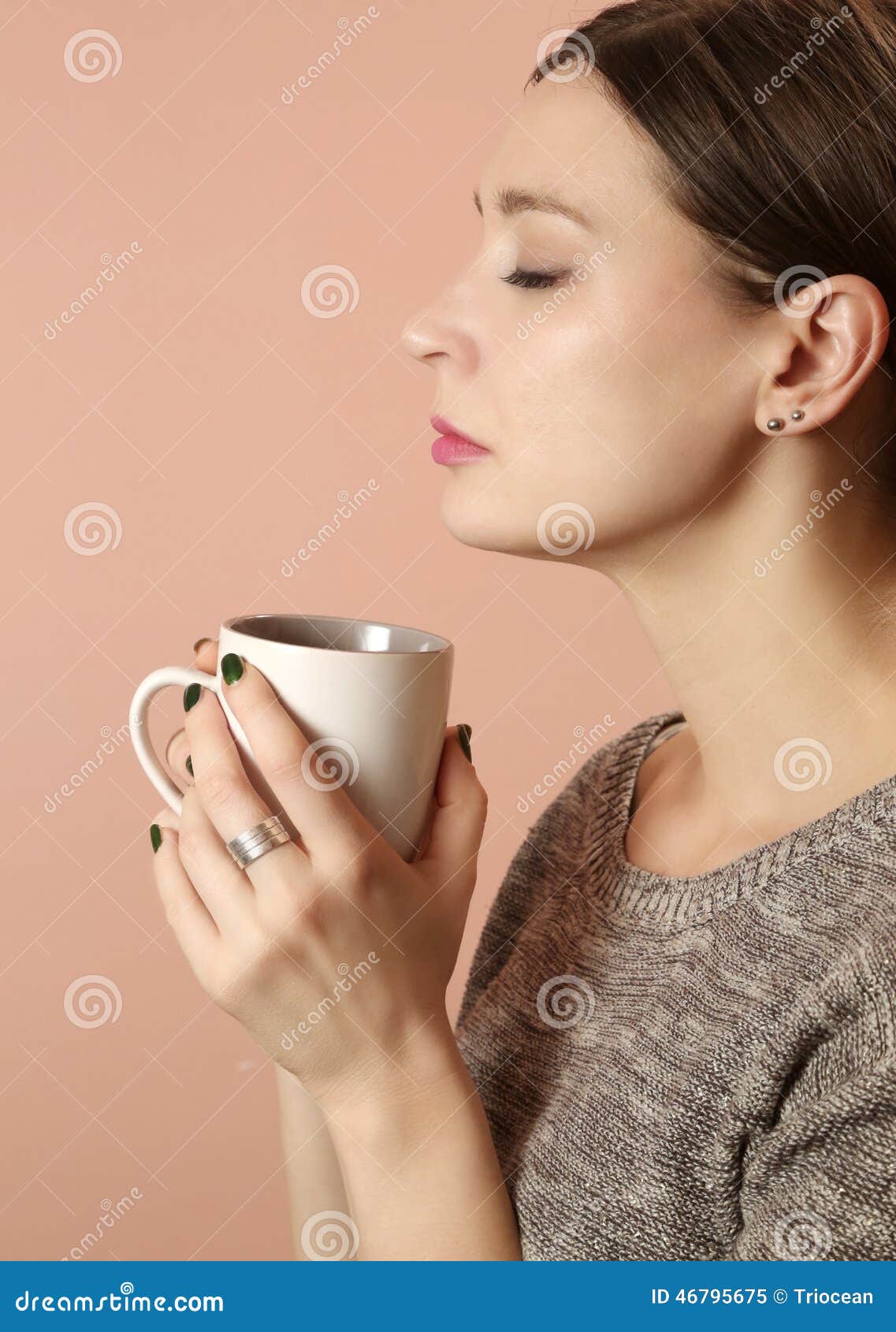 Beautiful Lady Drinking Coffee Stock Image Image of everyday