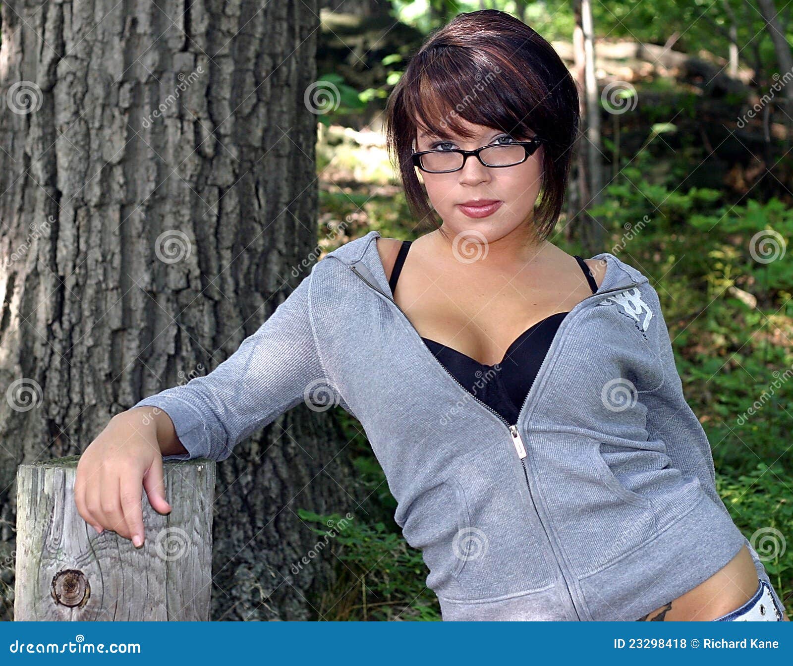 Beautiful Lady With Glasses In Bra Stock Photo - Image 