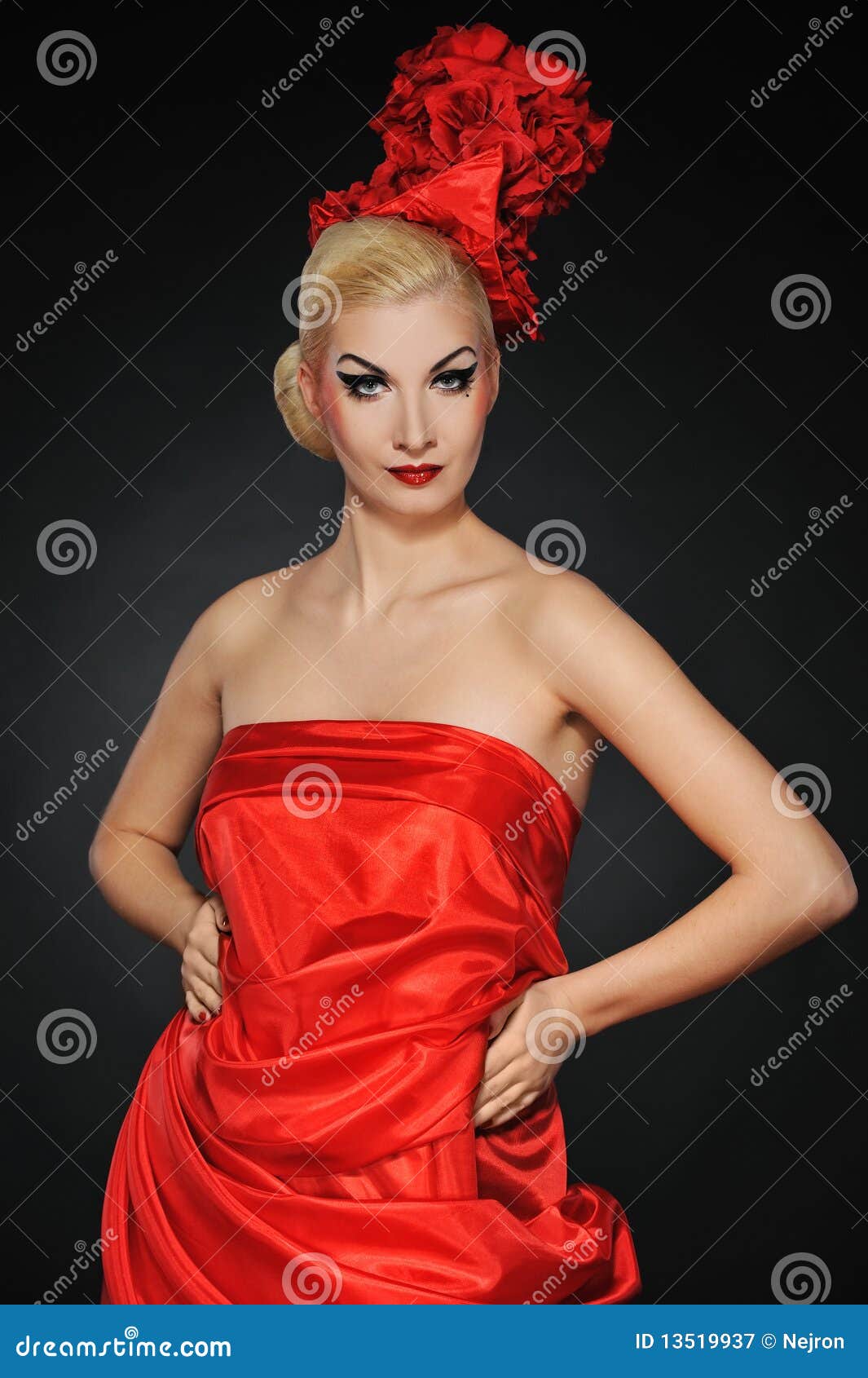 Beautiful Lady in Red Dress Stock Image Image of elegance