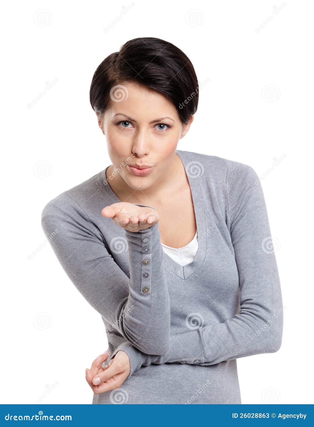 Beautiful Lady Throws a Kiss Stock Image Image of cheer, adult 26028863