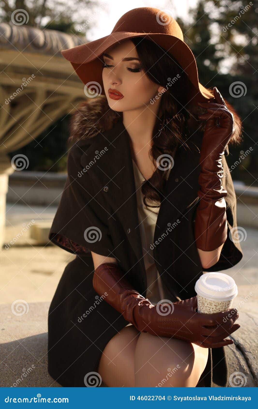 Beautiful Ladylike Woman Wearing Elegant Fashion Clothes Stock