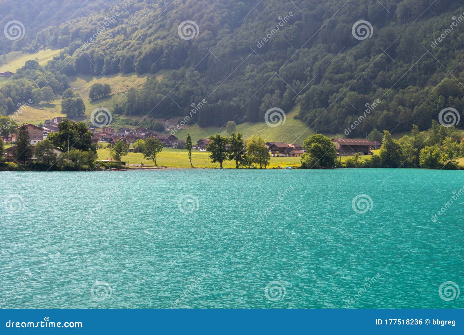 beautiful lake lungern, this lake is popular for its turqouise water