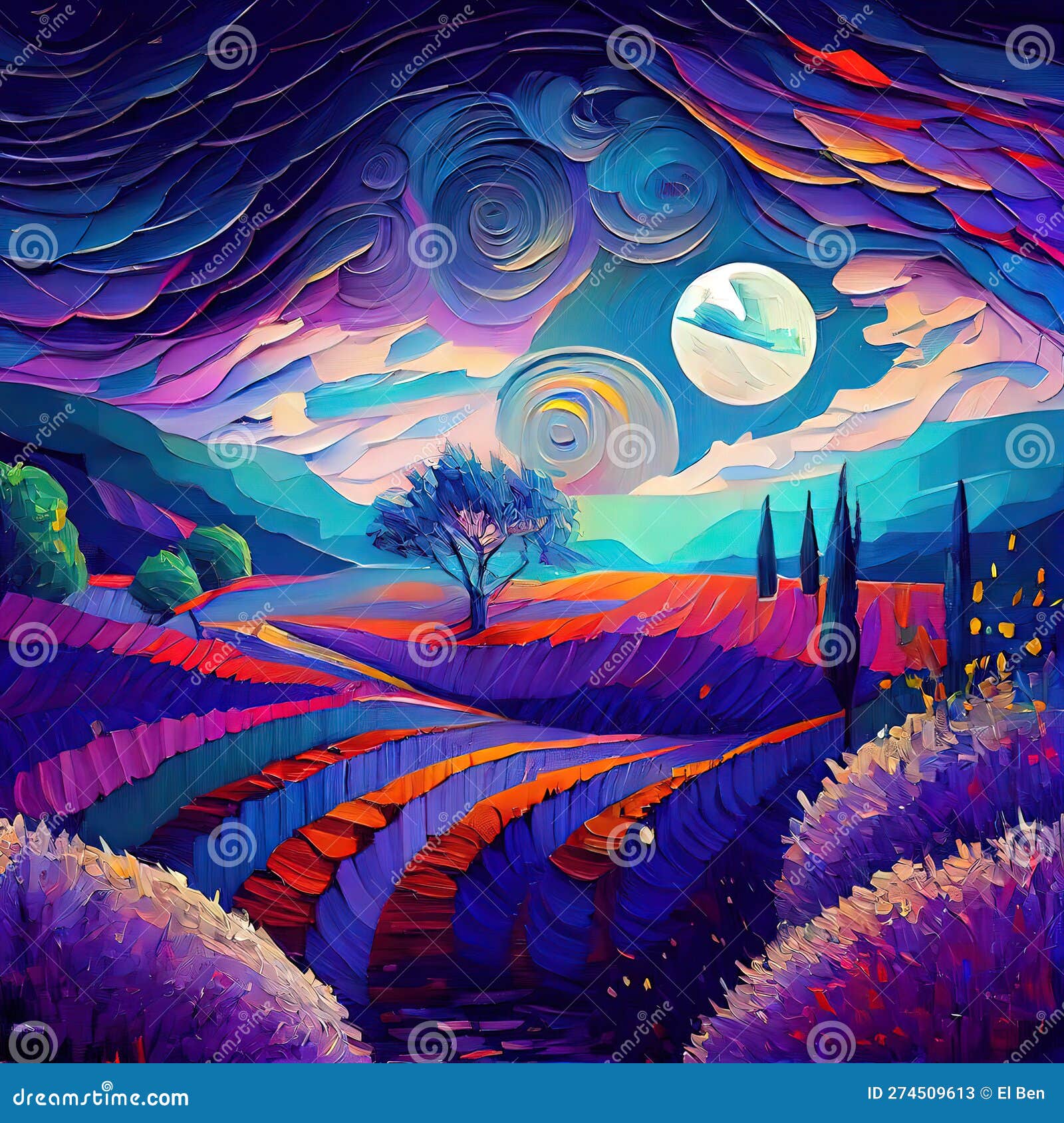 Beautiful Landscape with Lavender Fields Oil Painting - Ai Generated ...