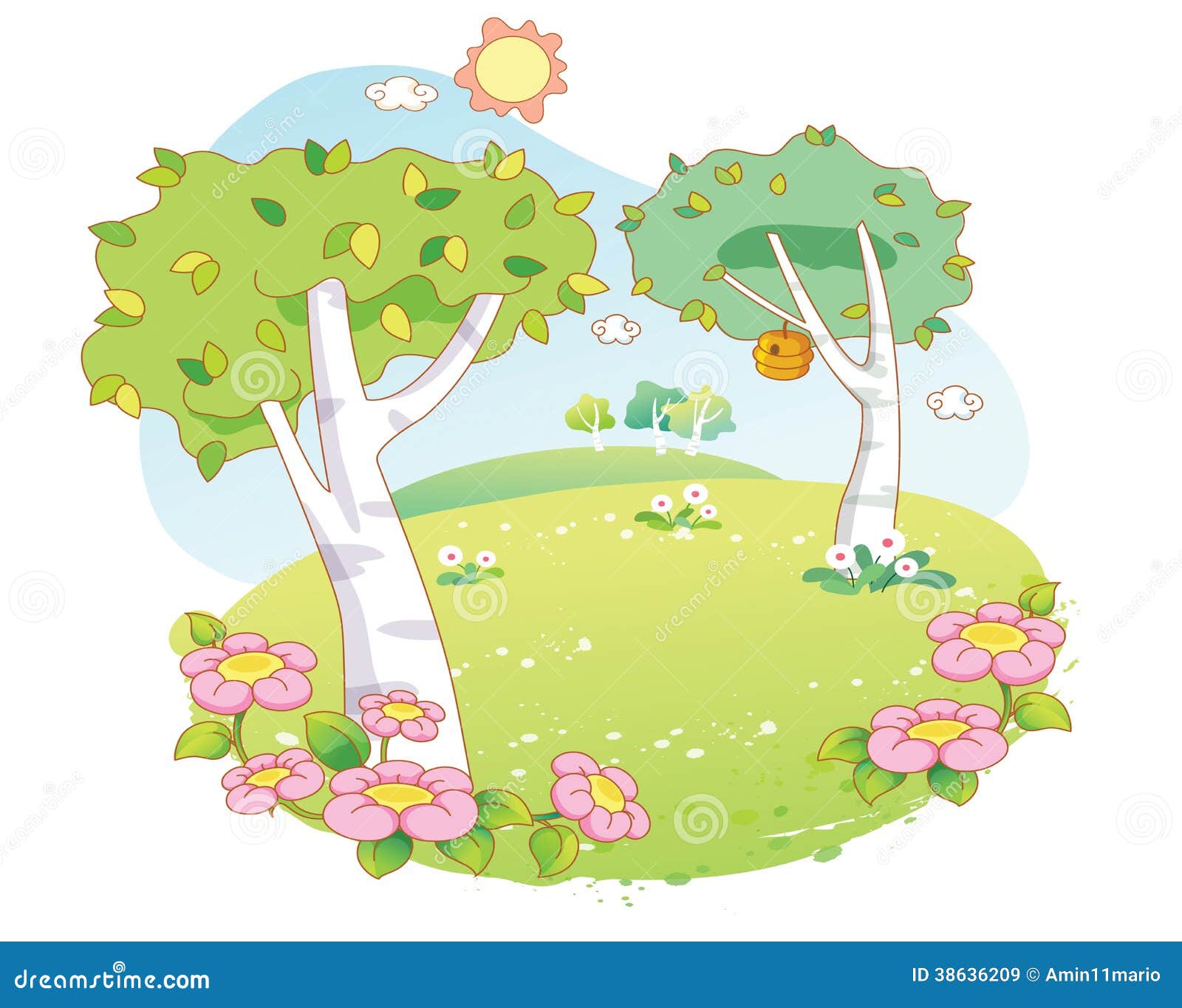 Beautiful Landscape Trees Cartoon Royalty Free Stock Images - Image