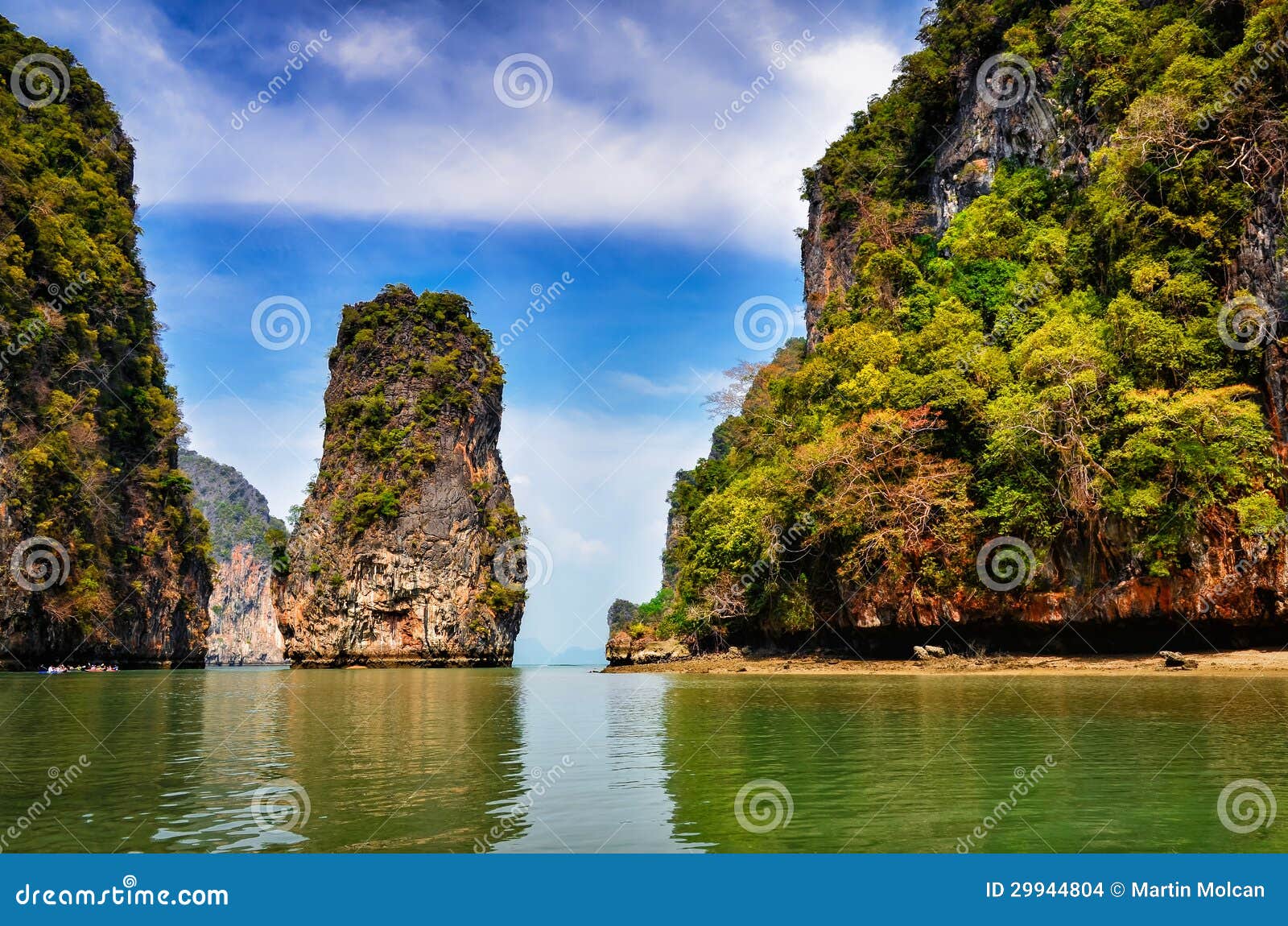 landscape view of phang nga bay islands and cliffs, thailand