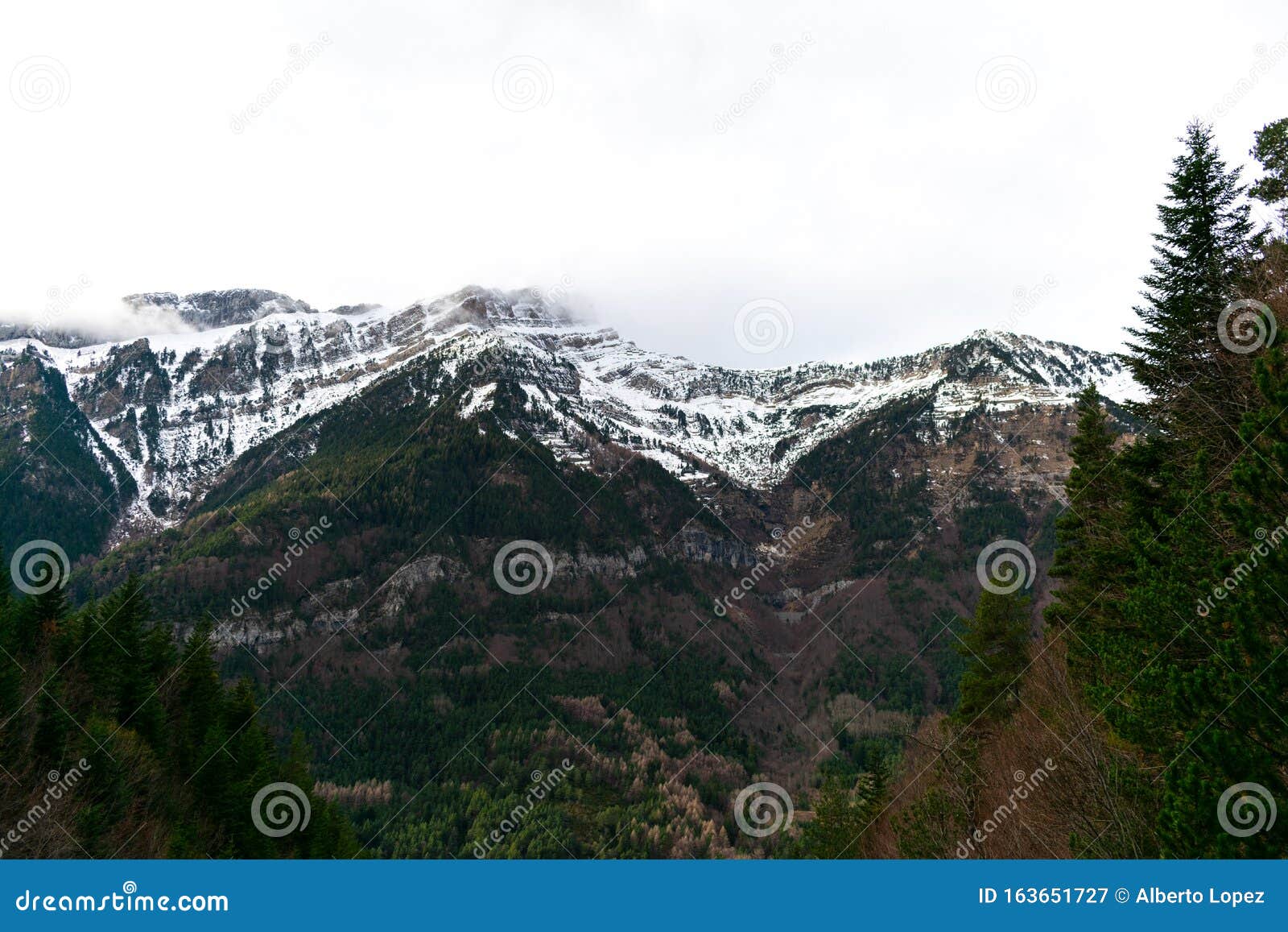 Beautiful Landscape of Winter Snowy Mountains in the Pyrenees Stock