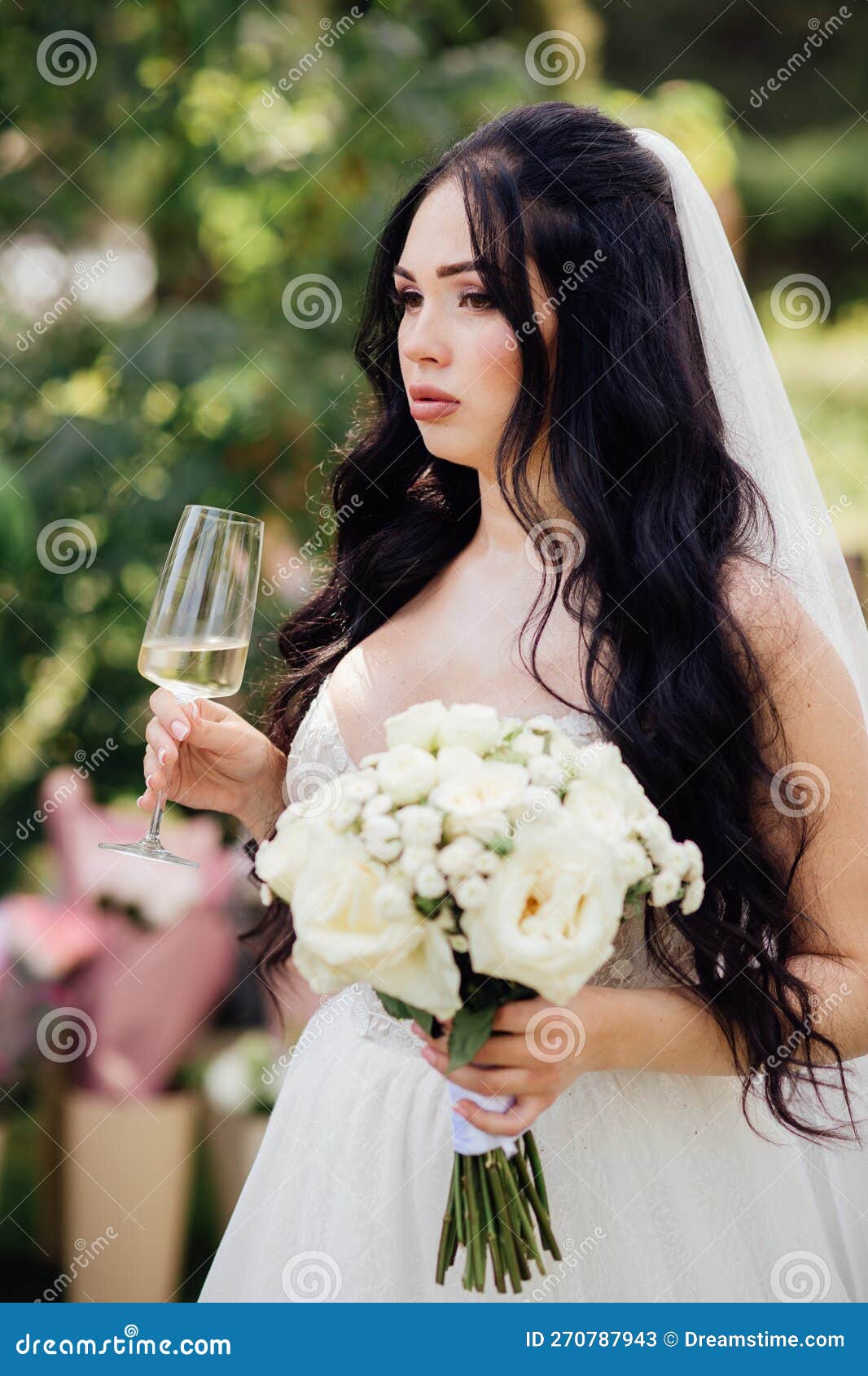 Beautiful, with a Large Bust, the Bride in a Wedding Dress Poses for the  Camera. Girl in White Dress Stock Image - Image of girl, elegant: 270787999