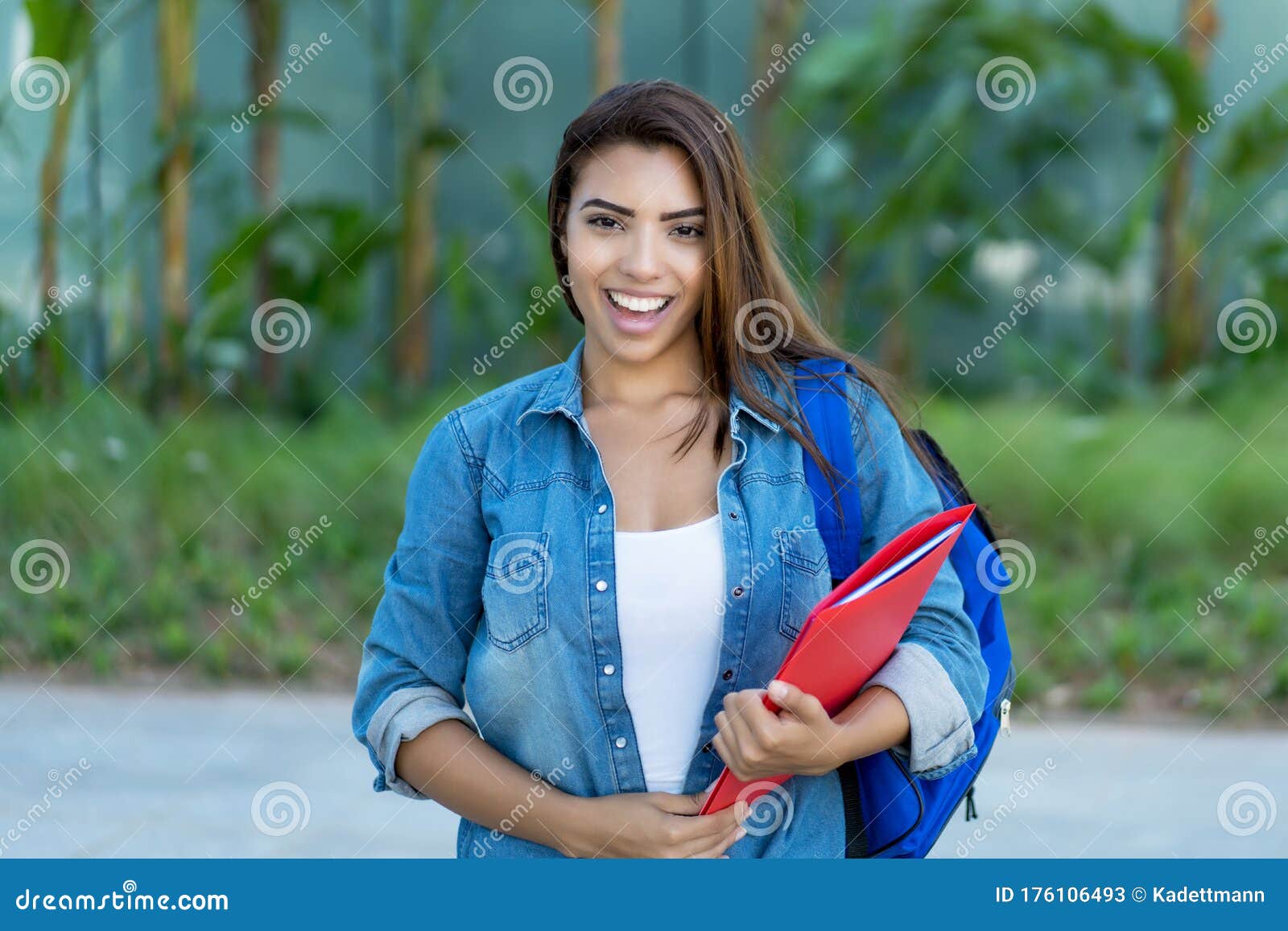 Beautiful Latin American Female Student In City Stock Image Image O
