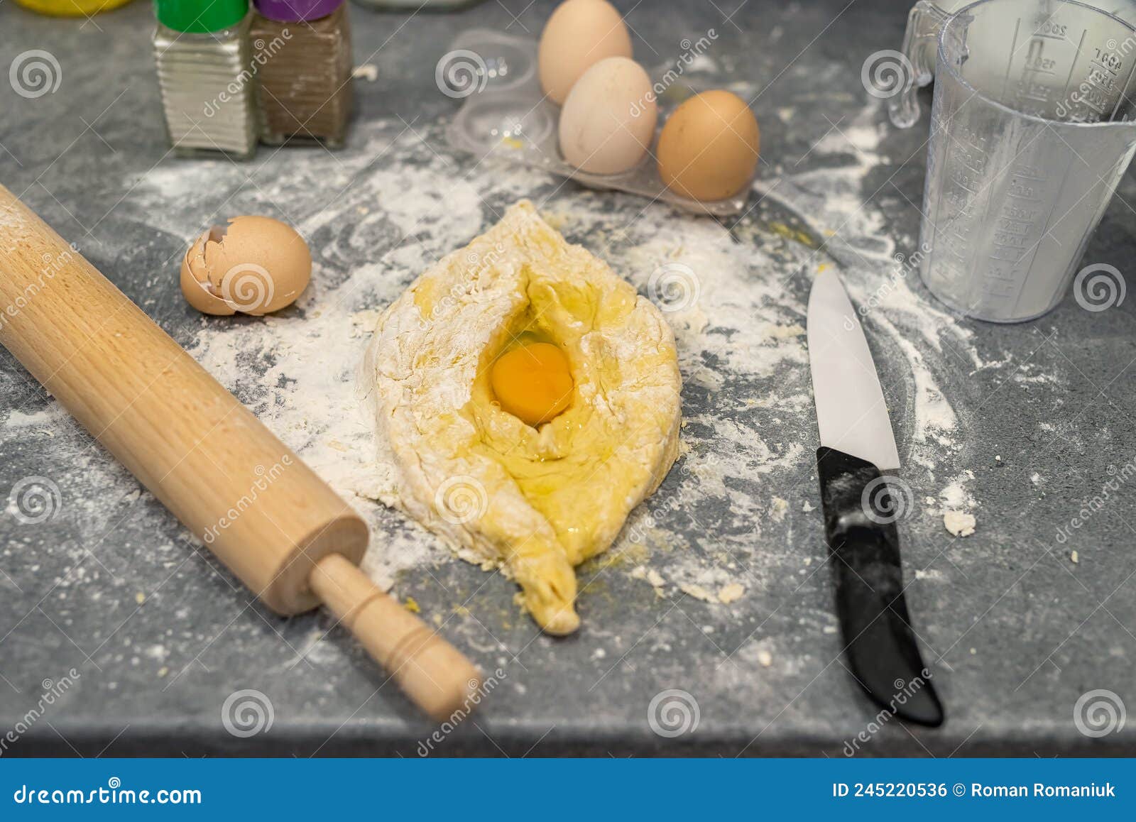 Beautiful Layout of Cooking with Flour, Eggs, Oil and Milk on the Table