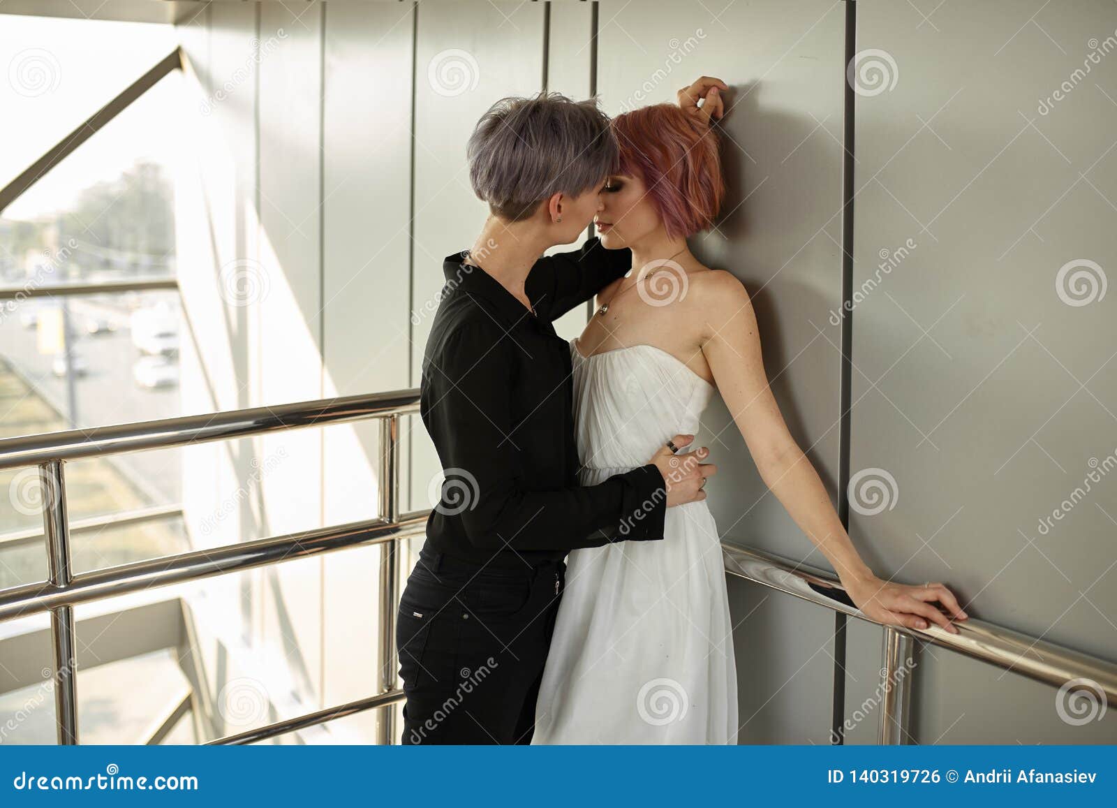 Beautiful Lesbian Couple Hugging Love And Passion Between The Two Girls Stock Photo Image Of
