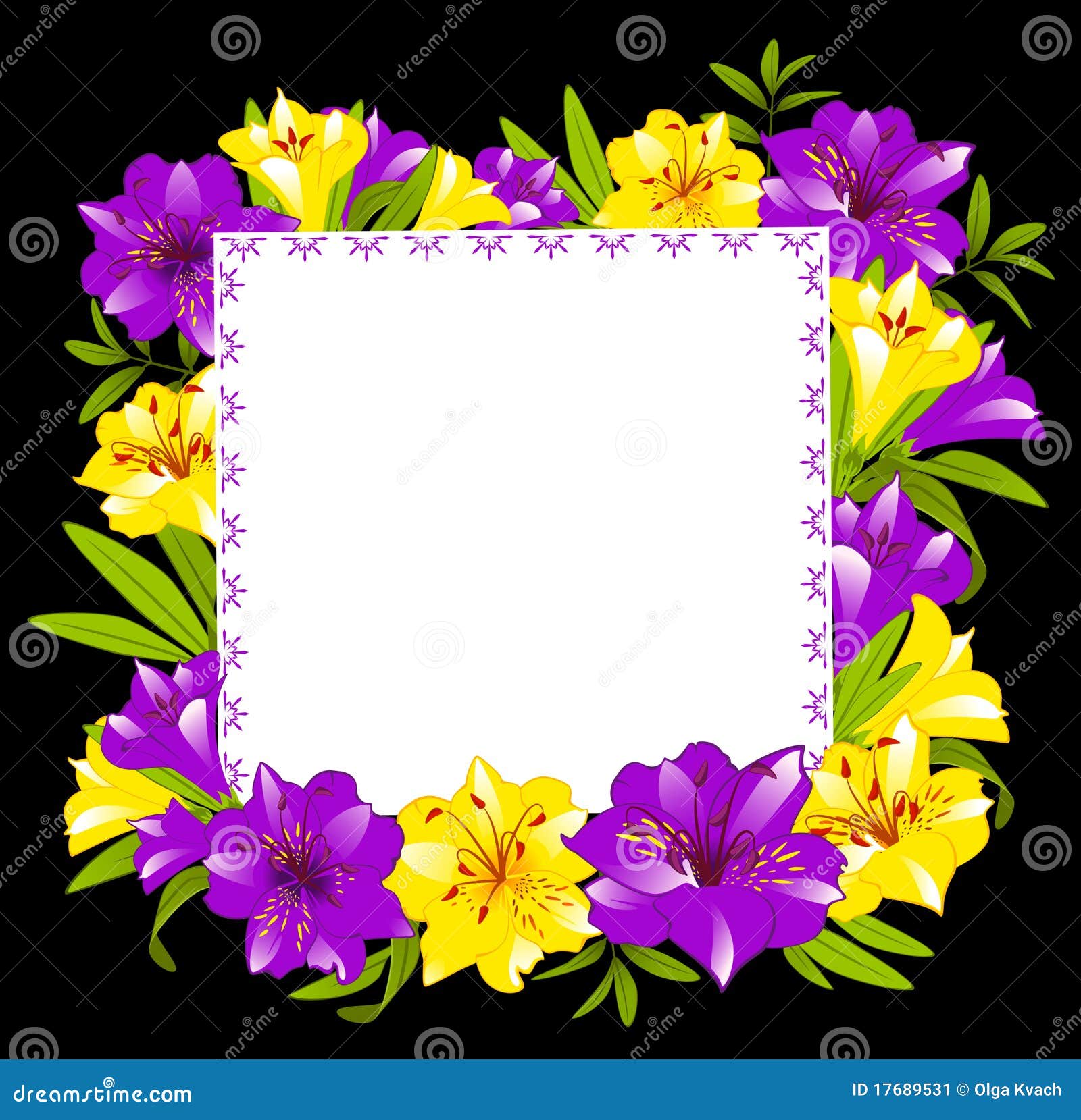 Beautiful Lily Bouquet with Banner Stock Vector Illustration of