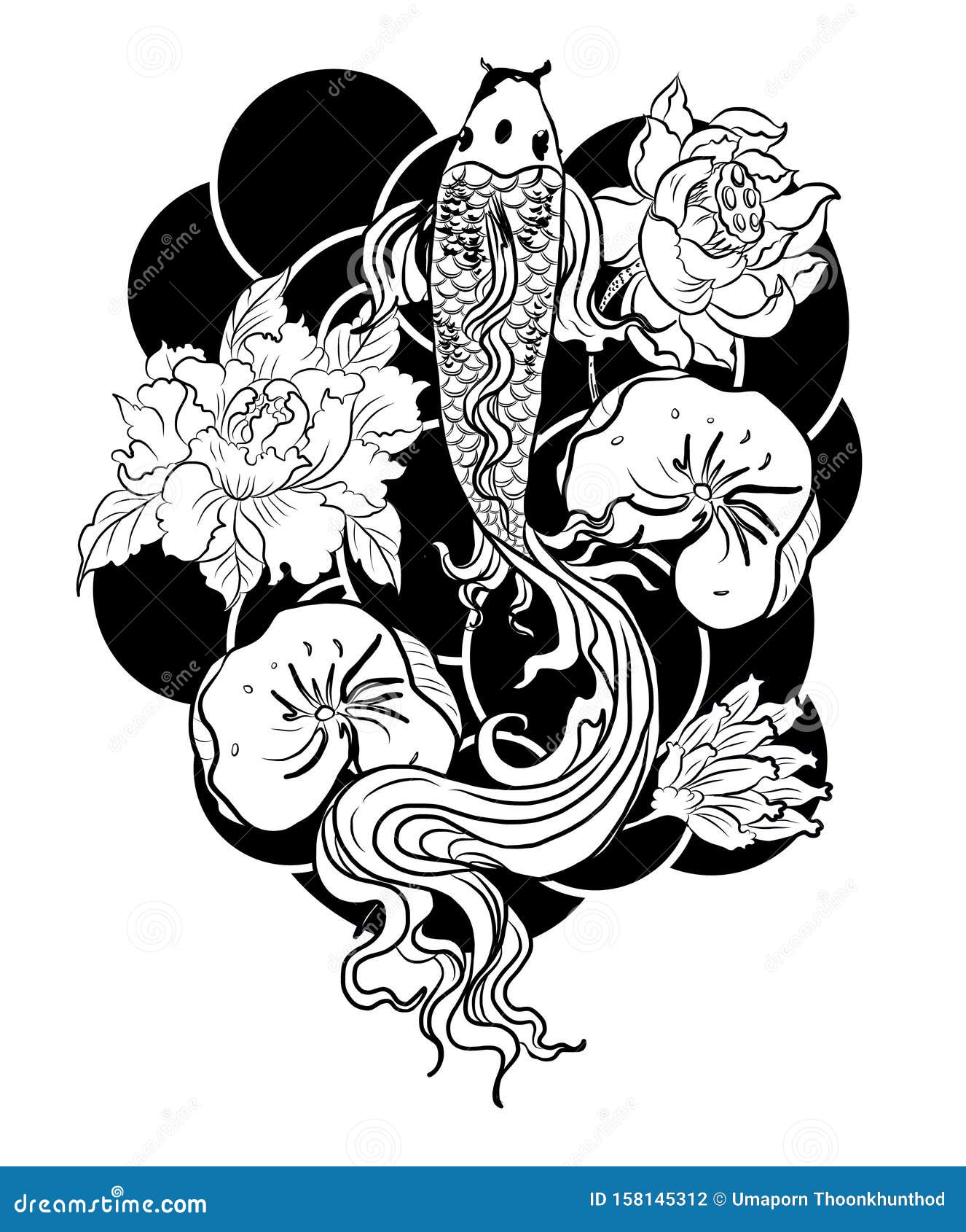 Premium Vector  Vintage tattoo design of koi fish