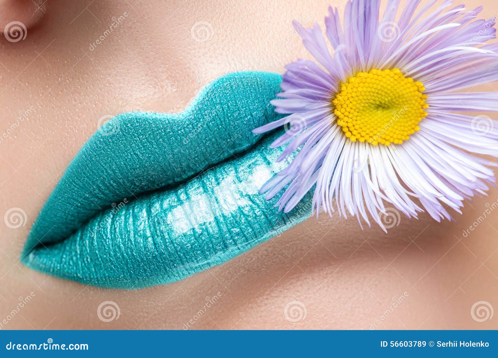 Beautiful Lips with a Brush. Stock Image Image of luscious, beautiful 56603789