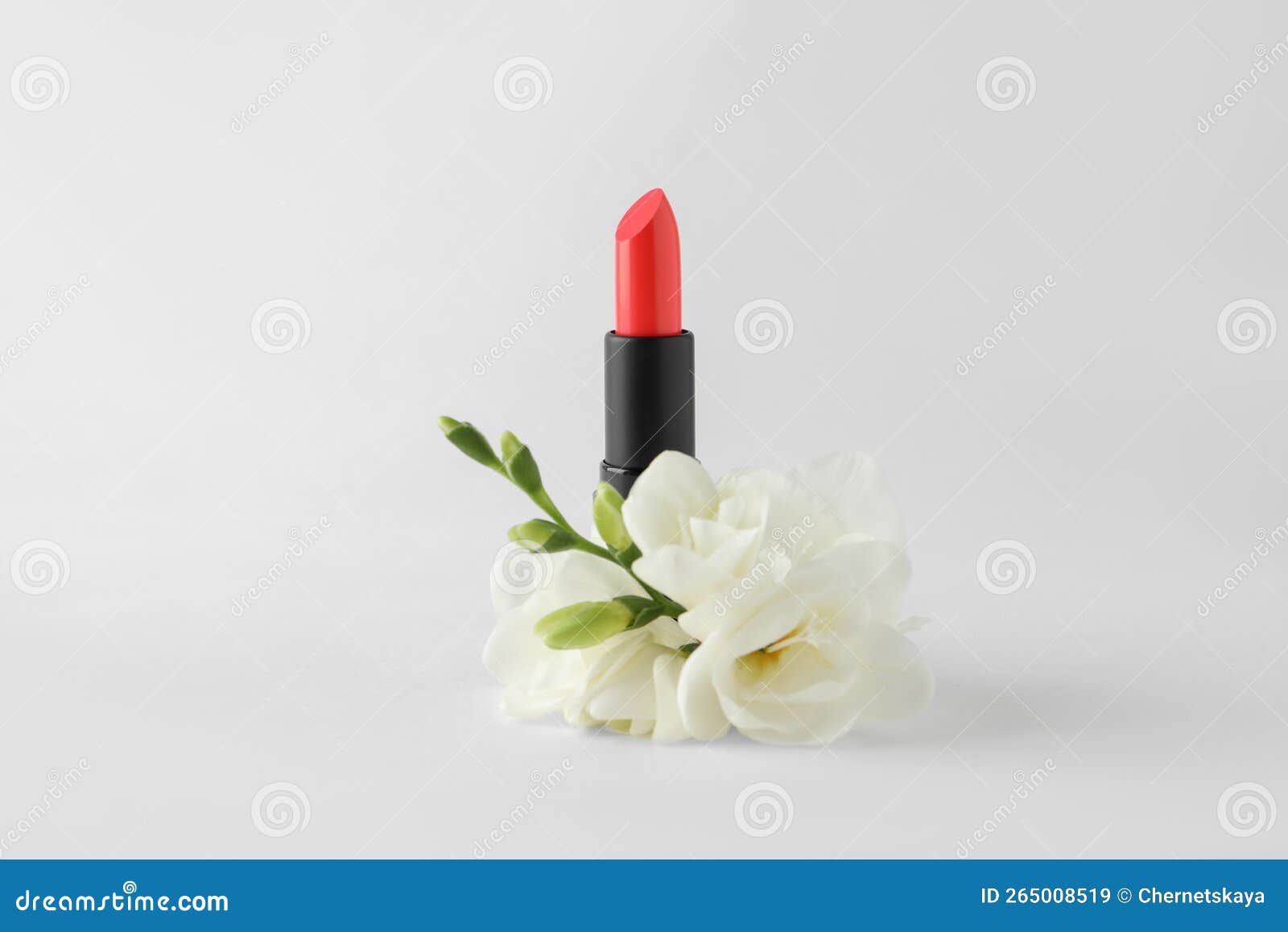 Beautiful Lipstick and Flowers on White Background Stock Image Image of lips, open 265008519