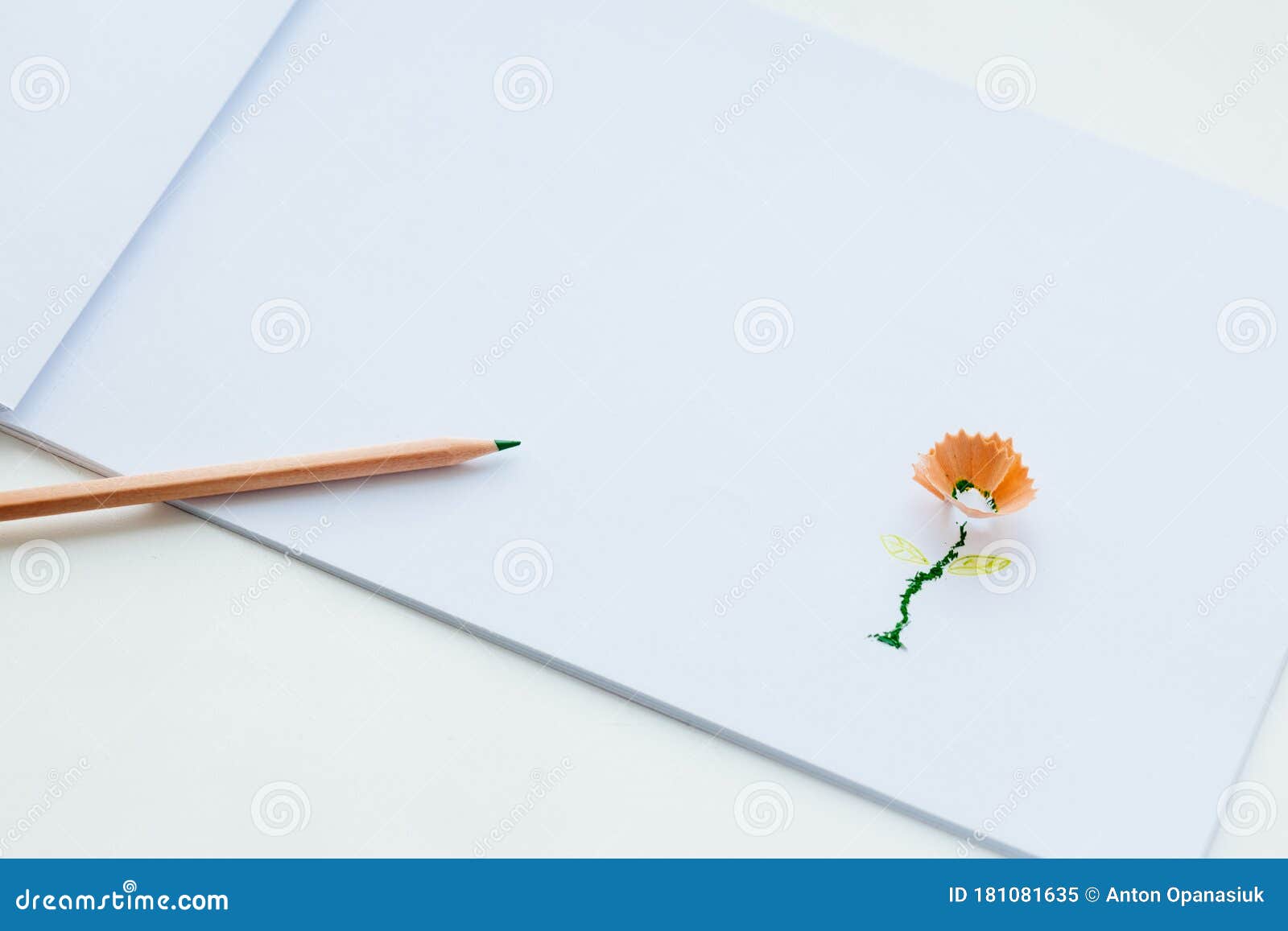 Beautiful Little Flower Made Of Pencil Shavings On A White Landscape Paper Stock Image Image Of Business Object