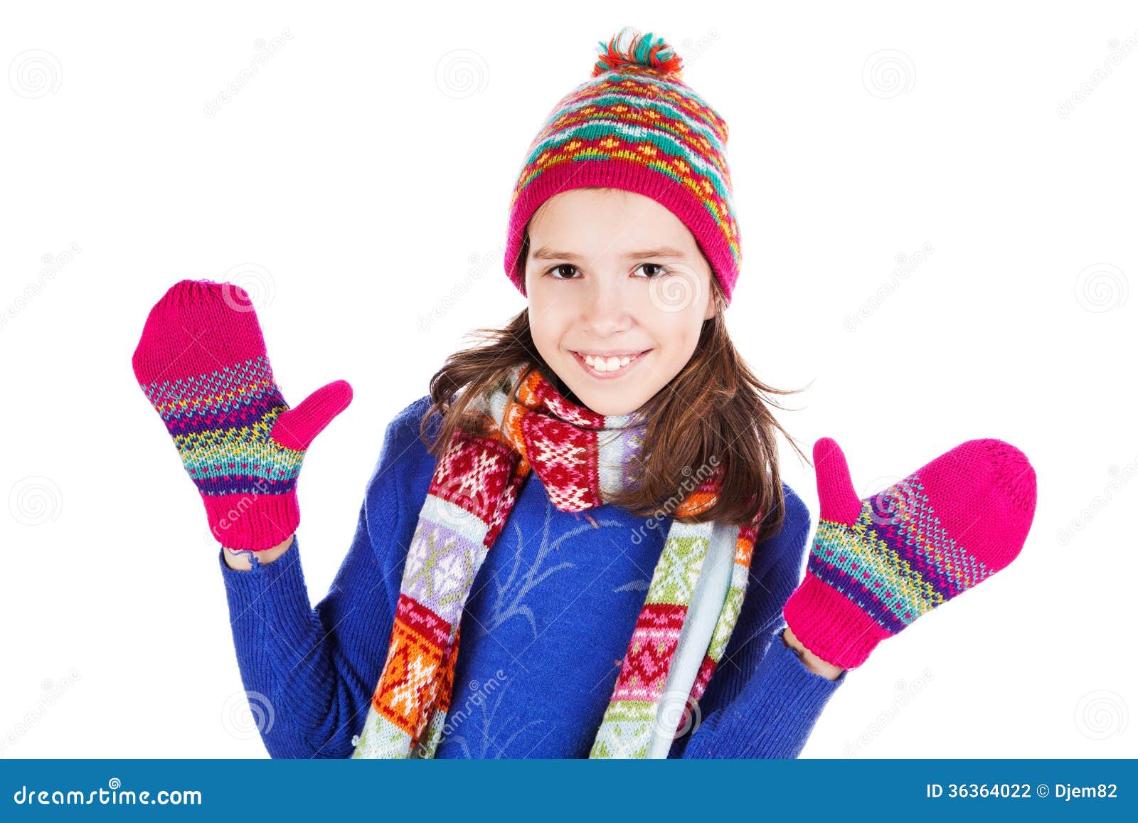 Beautiful Little Girl in Cap and Scarf Stock Photo - Image of beauty ...