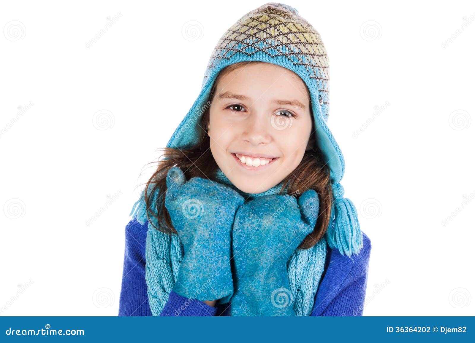Beautiful Little Girl in Cap and Scarf Stock Photo - Image of little ...