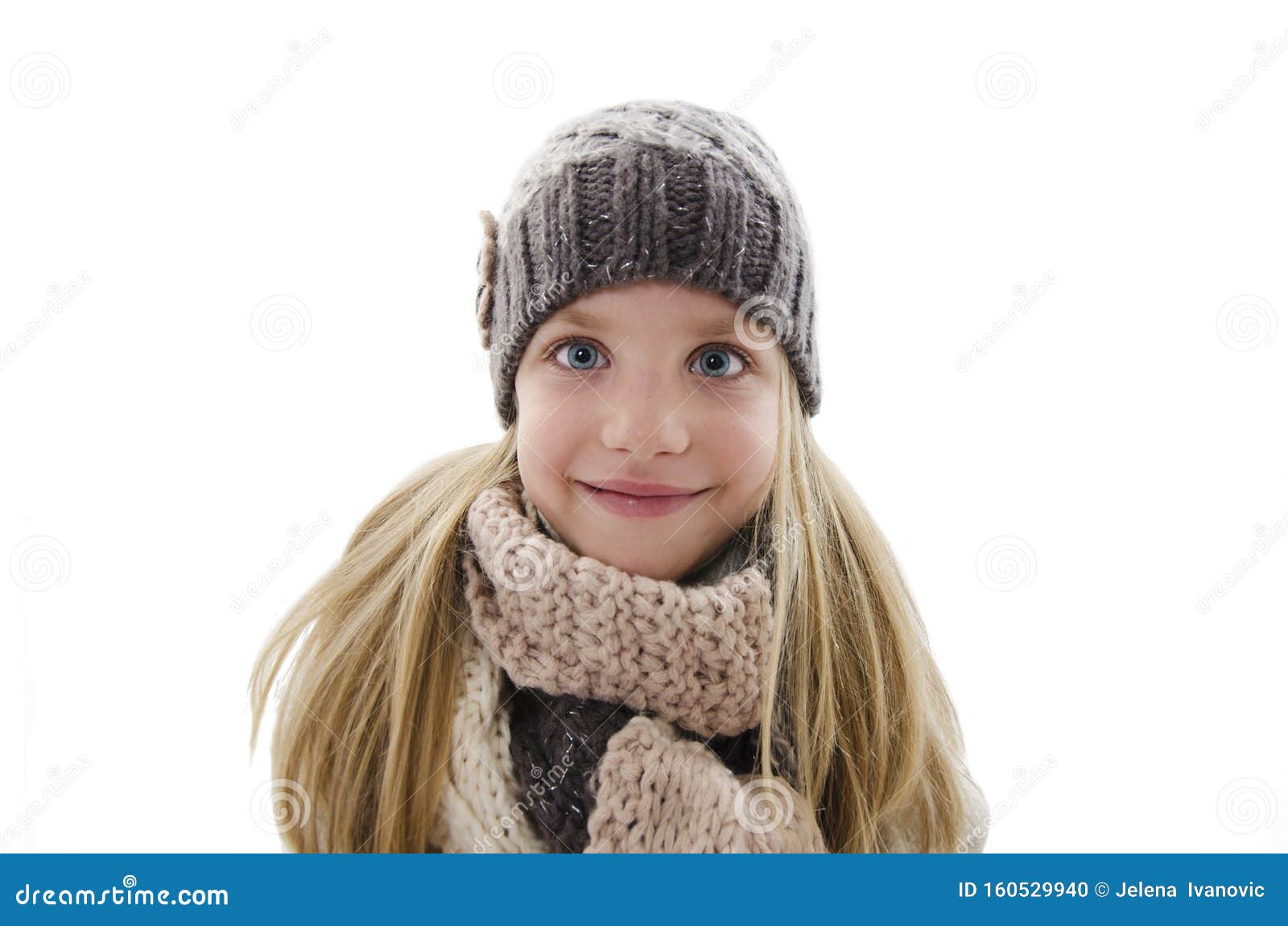 Beautiful Little Girl in Cap and Scarf. Winter Style Stock Photo ...