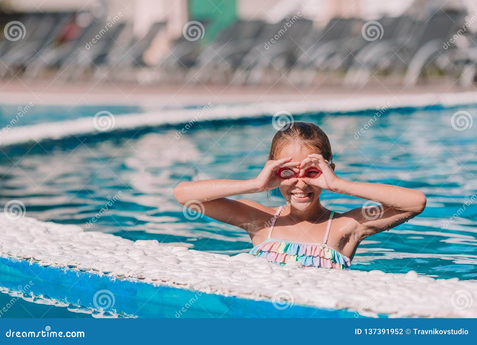 Download Beautiful Little Girl Having Fun Near An Outdoor Pool ...