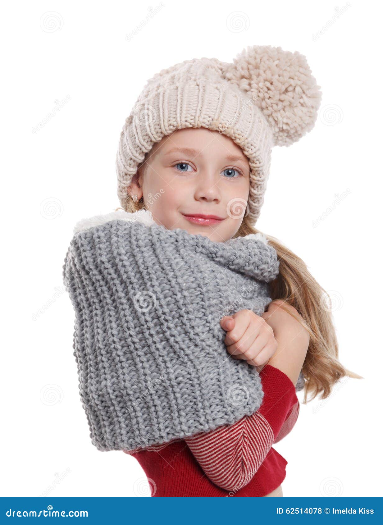 Beautiful Little Girl in Knitted Winter Accessories Stock Photo - Image ...