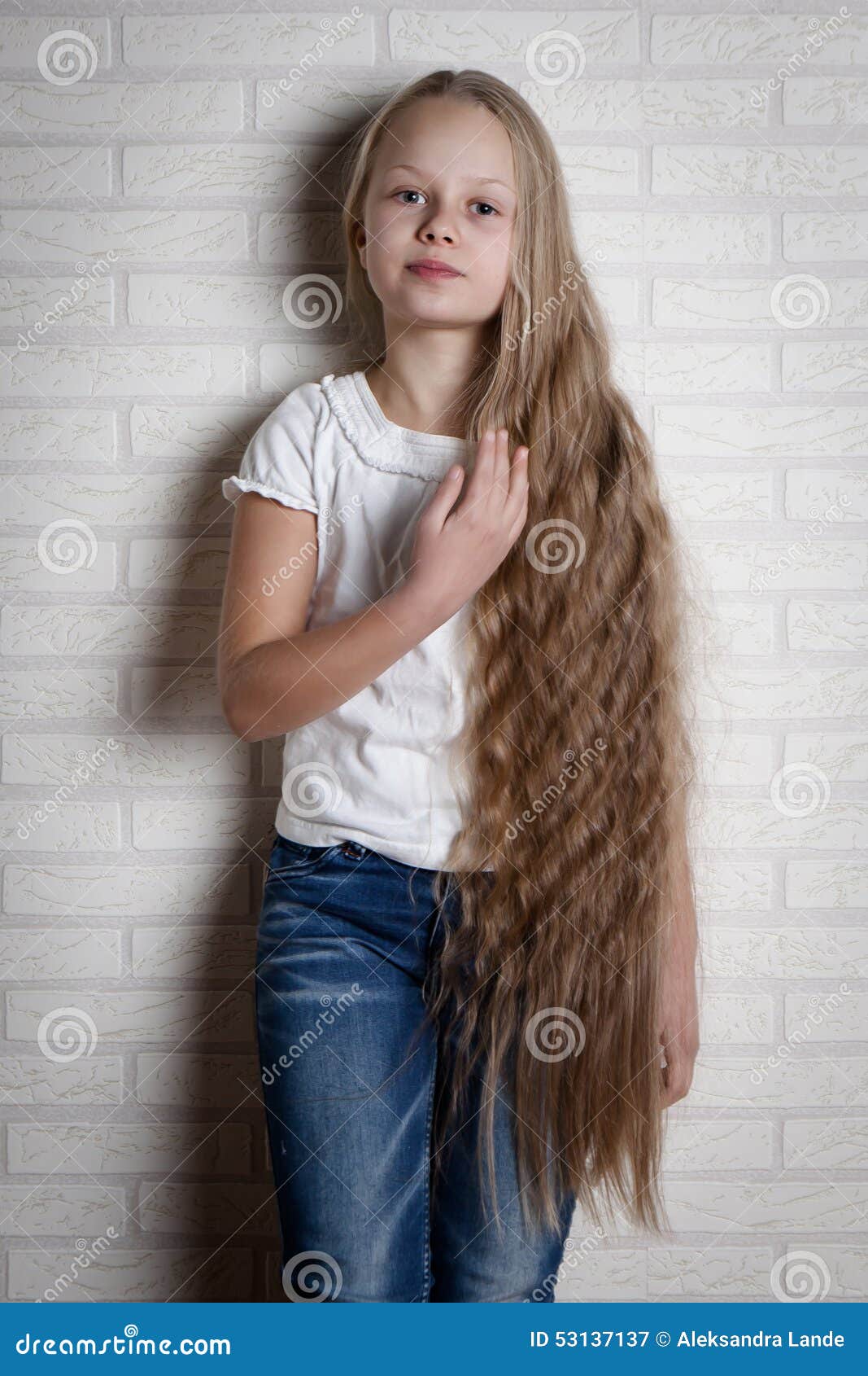 Beautiful Little Girl With Long Hair Stock Image - Image ...