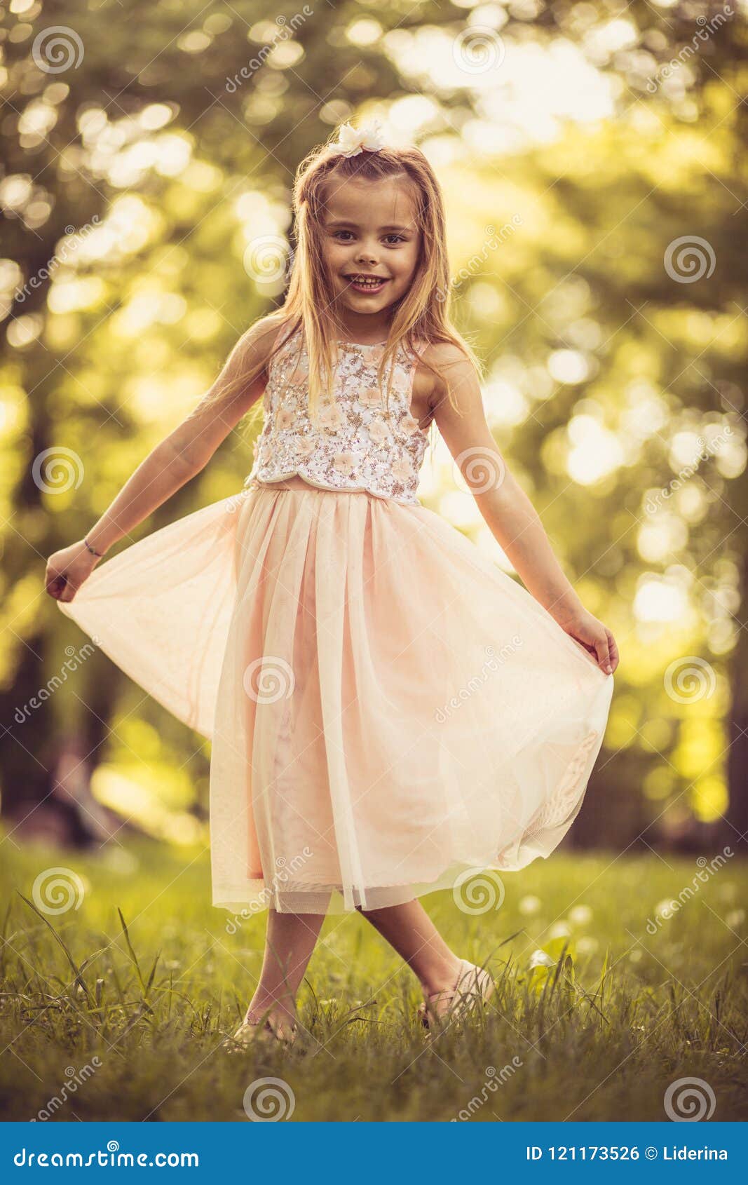 Little Girl Standing in a Pensive Pose Stock Photo - Image of length,  happiness: 45291234