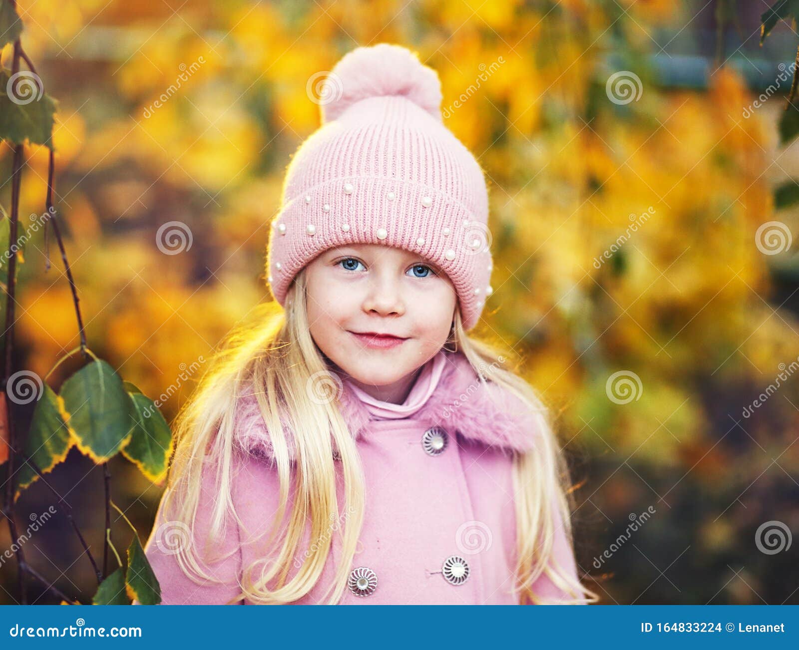 Beautiful Little Girl in Pink Hat Stock Photo - Image of light, eyes ...