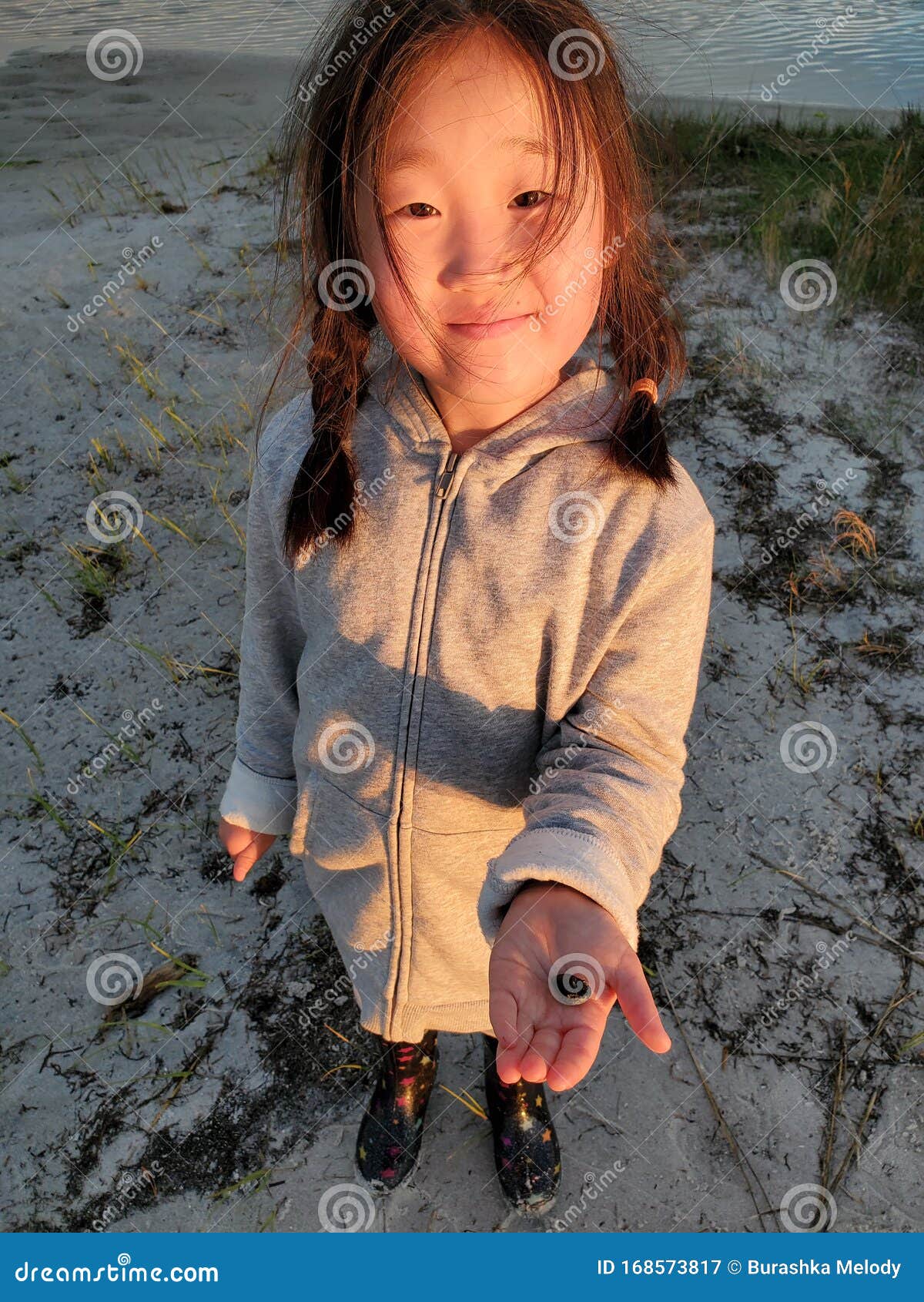 Beautiful Little Girl Playing with Nature Stock Image - Image of little ...