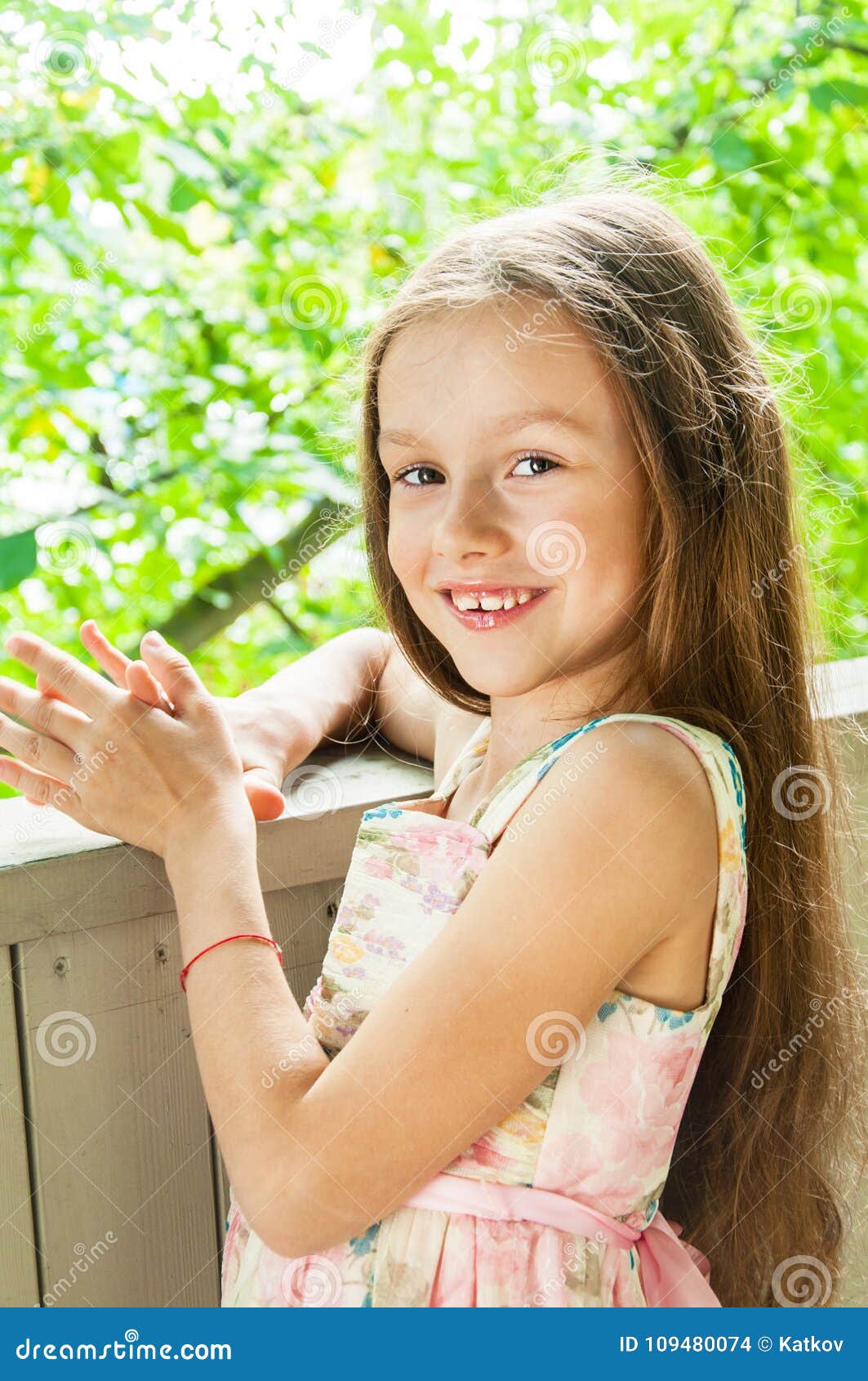 Beautiful Little Girl in Summer Background Stock Photo - Image of ...