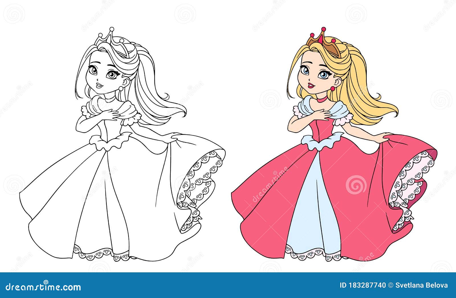Beautiful Little Princess Wearing Long Ball Dress Stock Vector - Illustration of character, drawing: 183287740 Beautiful Little Princess Wearing Long Ball Dress Stock Vector - Illustration of character, drawing: 183287740