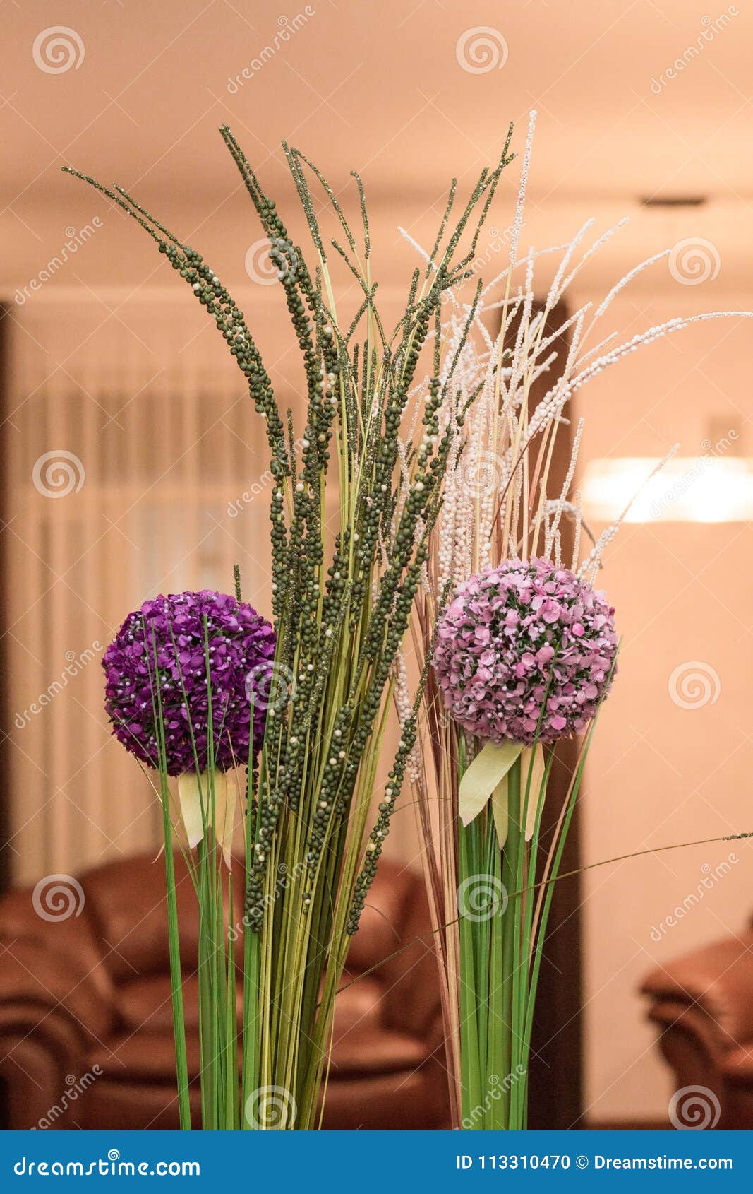 Beautiful Living Room Purple and Pink Flower Ball Decoration Wit Stock ...