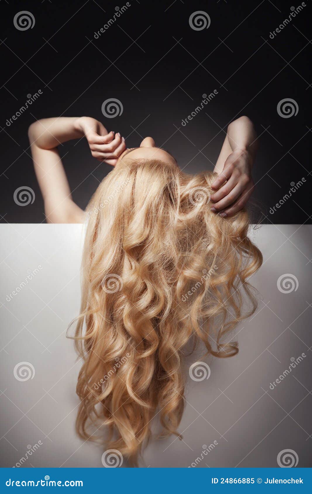 Beautiful Long Hair on an Attractive Woman over white board