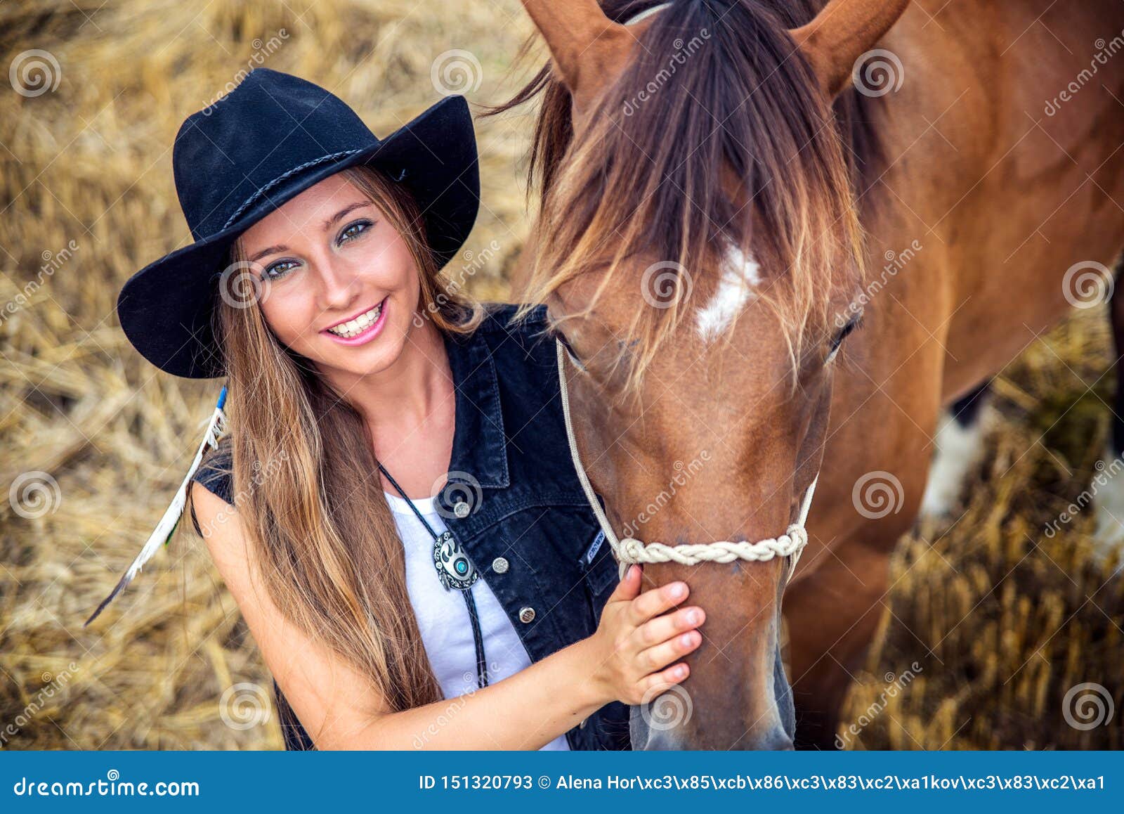 Blonde cowboy hat and horse - wide 5