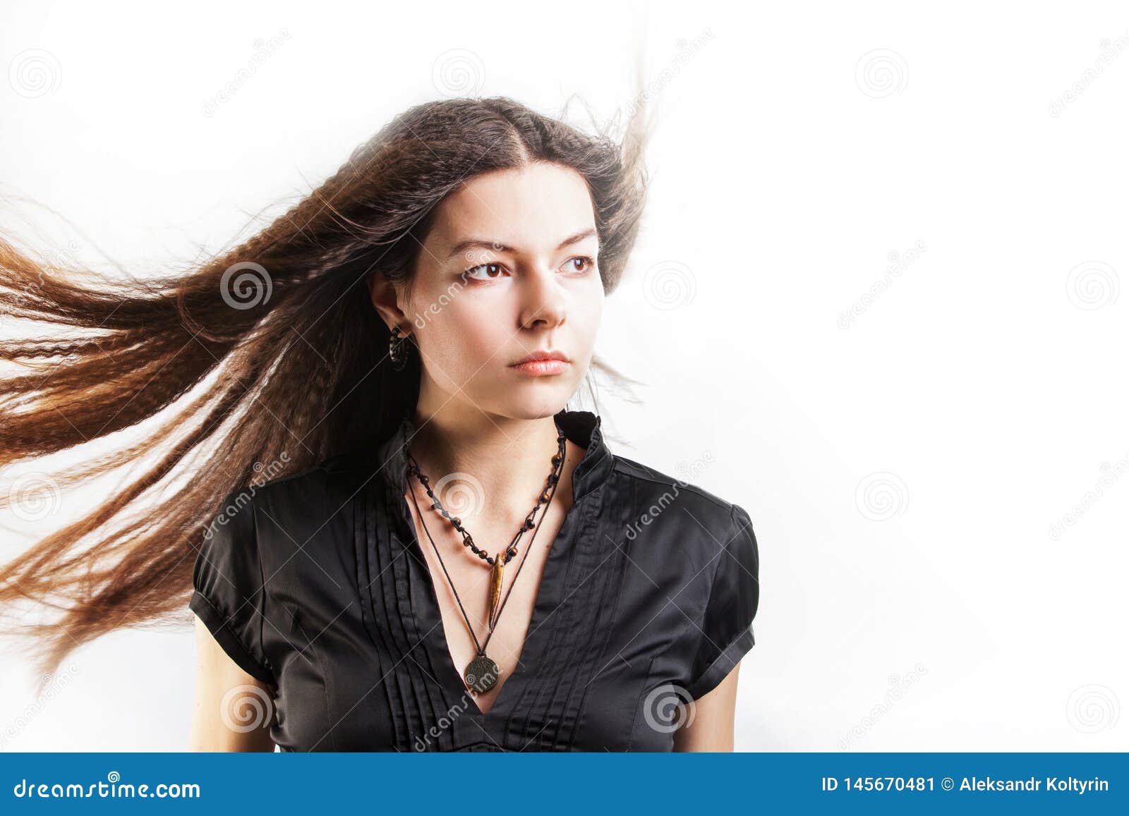 Beautiful Long-haired Young Woman Has a Dream Stock Image - Image of ...