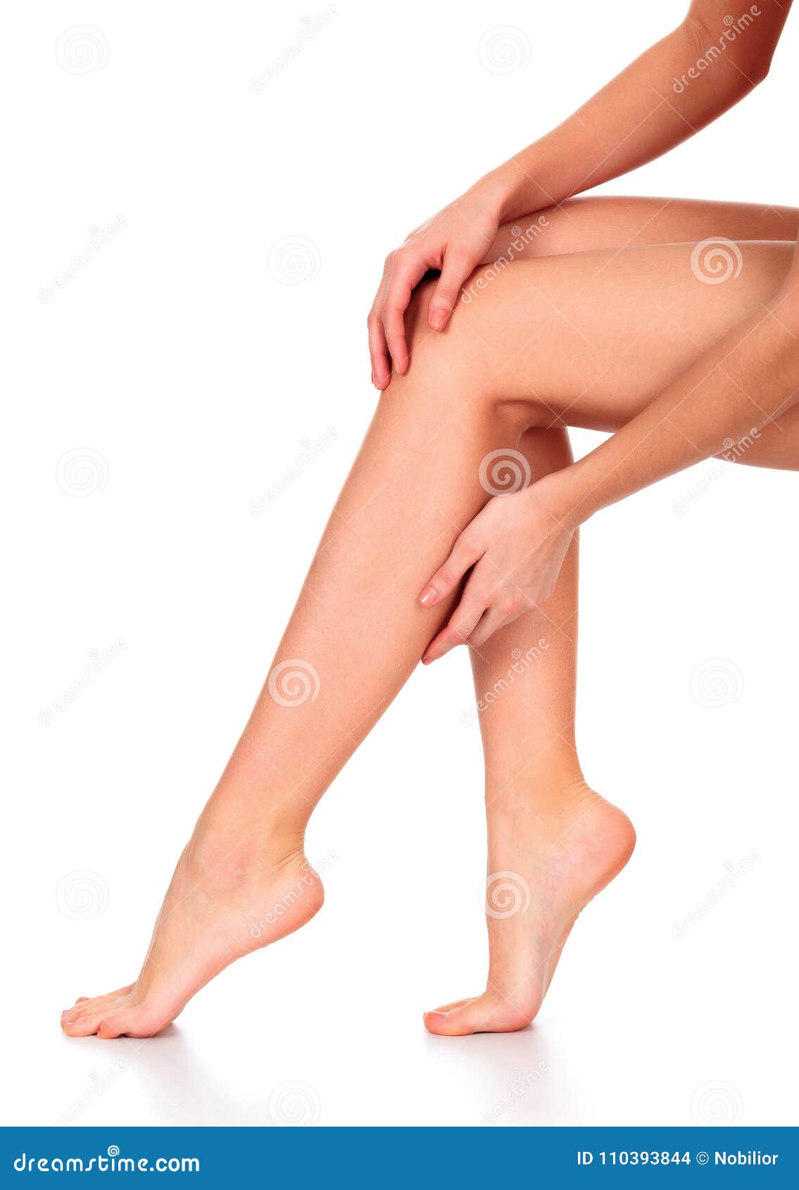 Body Care. Beautiful Woman with Long Legs, Healthy Soft Skin Stock
