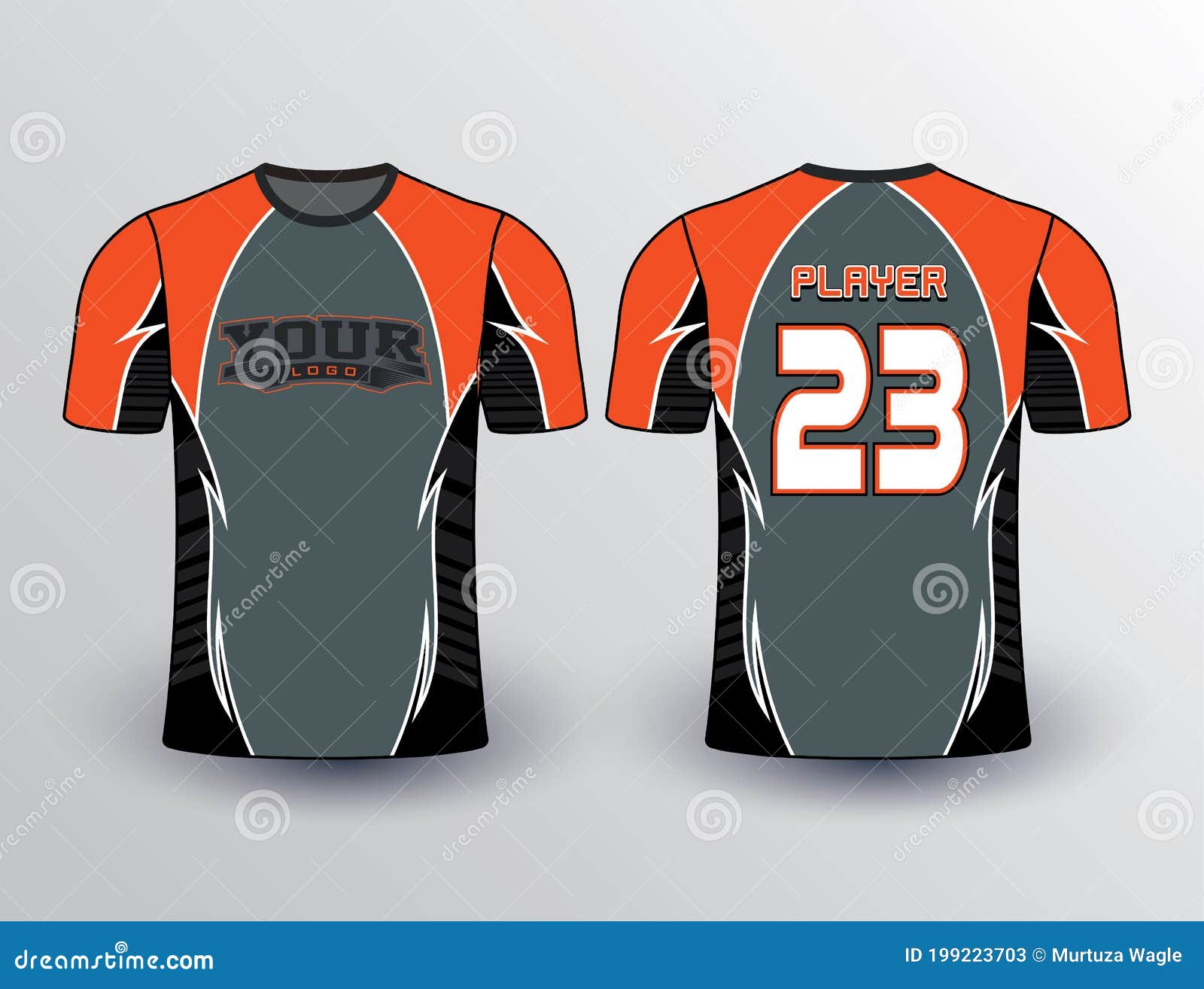 Orange Grey Black Spiky Design Team Jersey Mockup Stock Vector ...