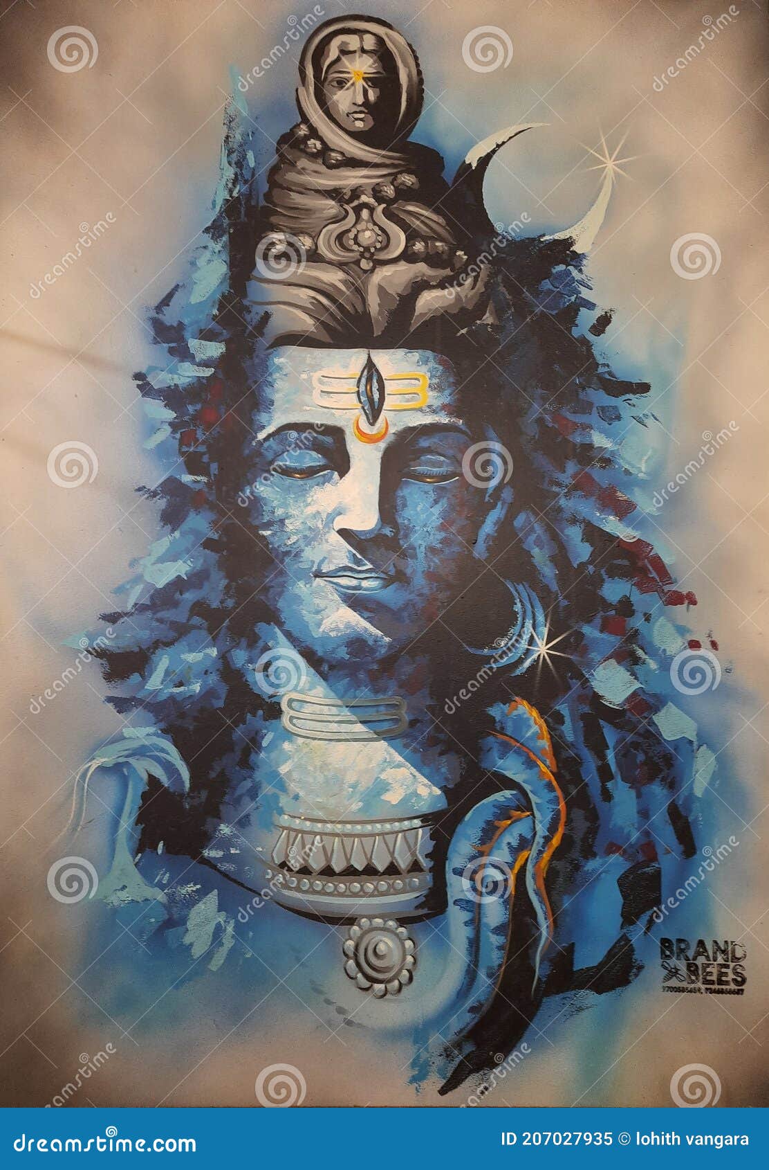 A Beautiful Lord Shiva Painting Stock Image - Image of blue ...