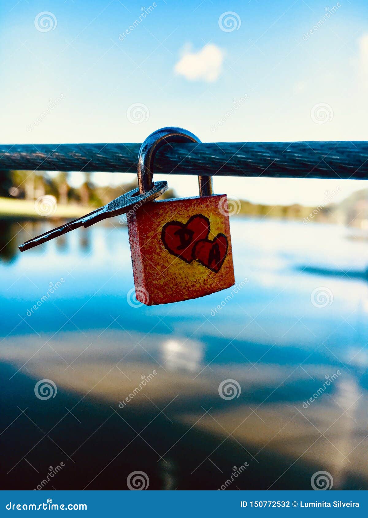 Love lock with key stock photo. Image of lock, love - 150772532