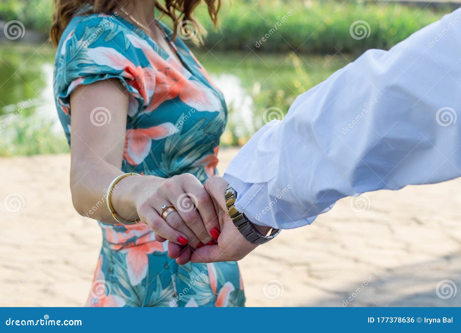 Beautiful and Lovers Boy and Girl Hold Hands Stock Photo - Image ...