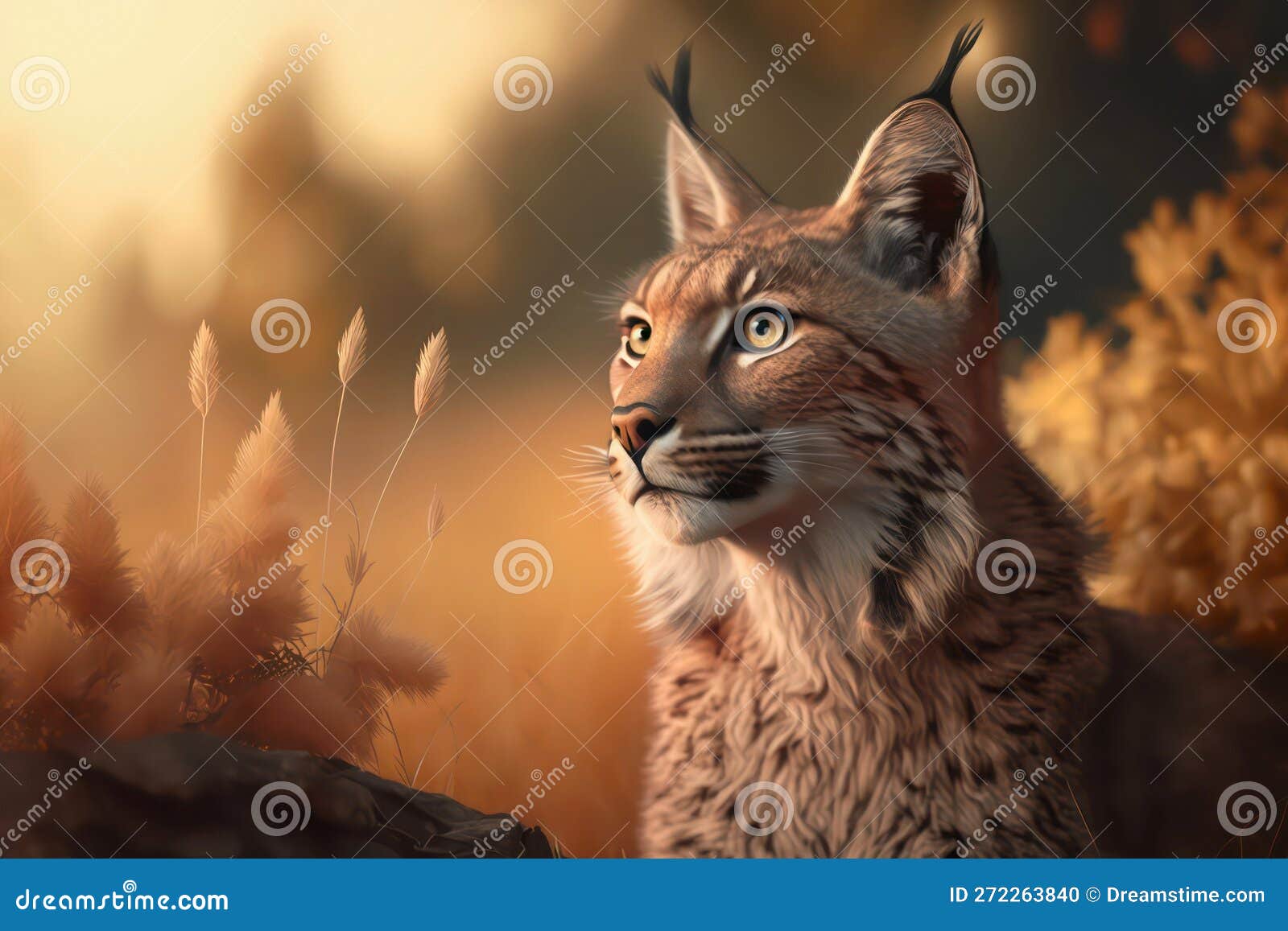 Beautiful Lynx in the Light of the Sun. Stock Illustration