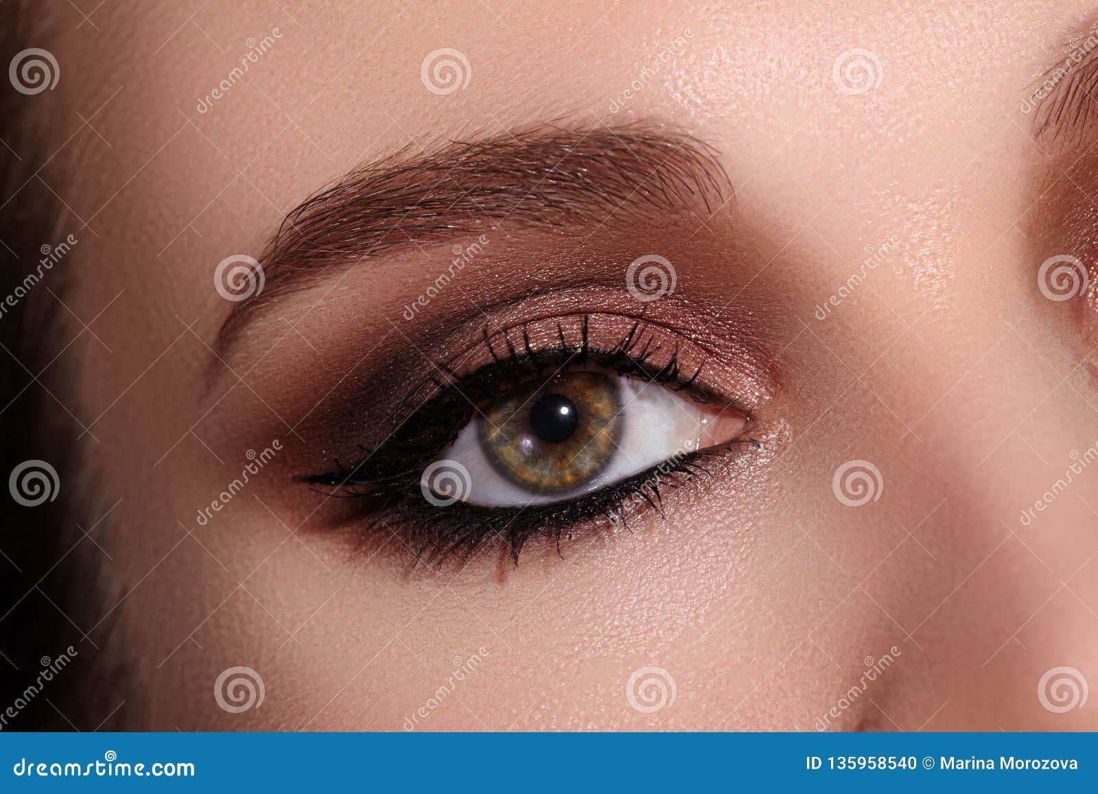 Beautiful Macro Shot Of Female Eye With Classic Eyeliner Makeup Images, Photos, Reviews