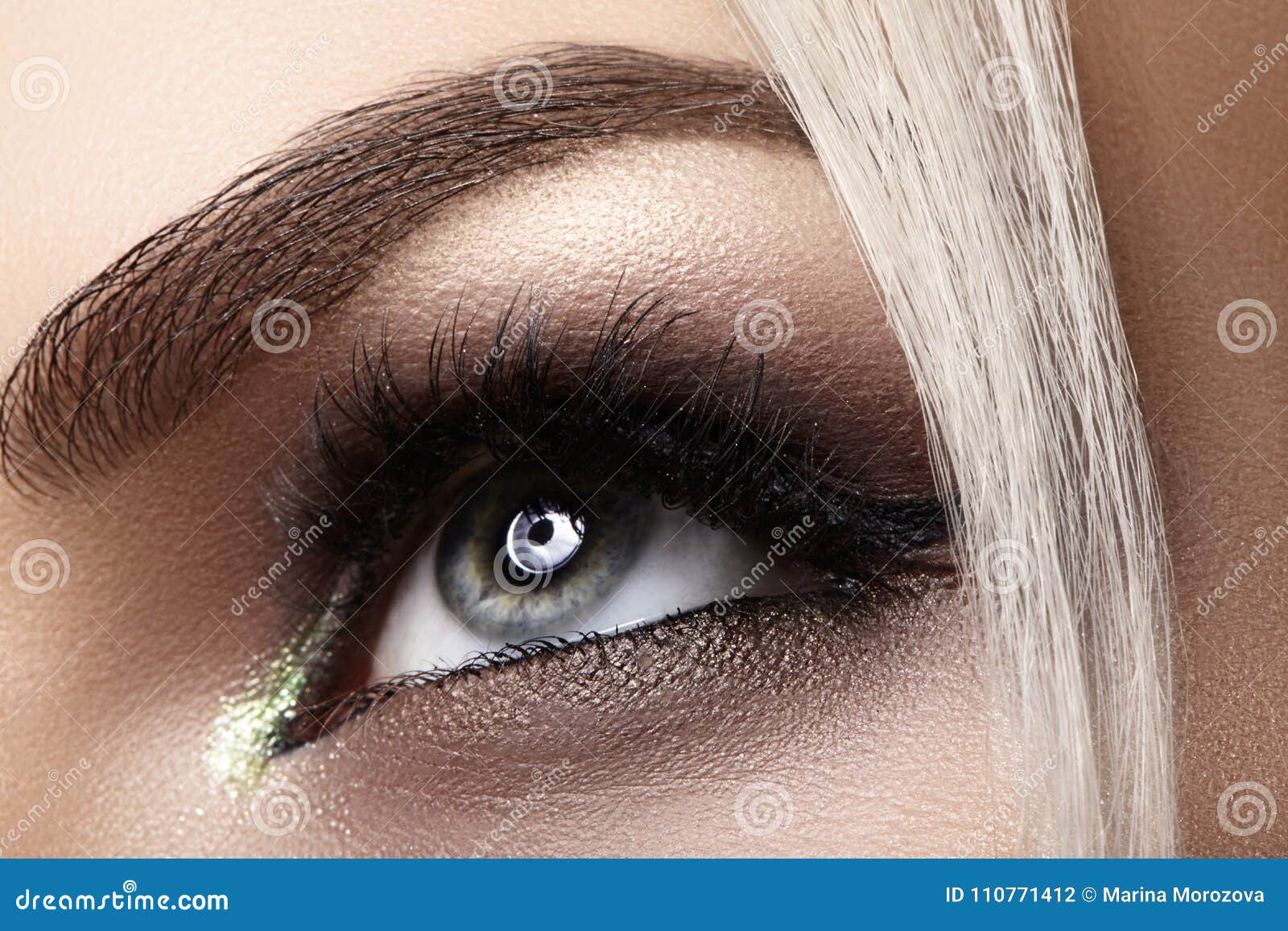 Beautiful Female Eye With Extreme Long Eyelashes Black Liner